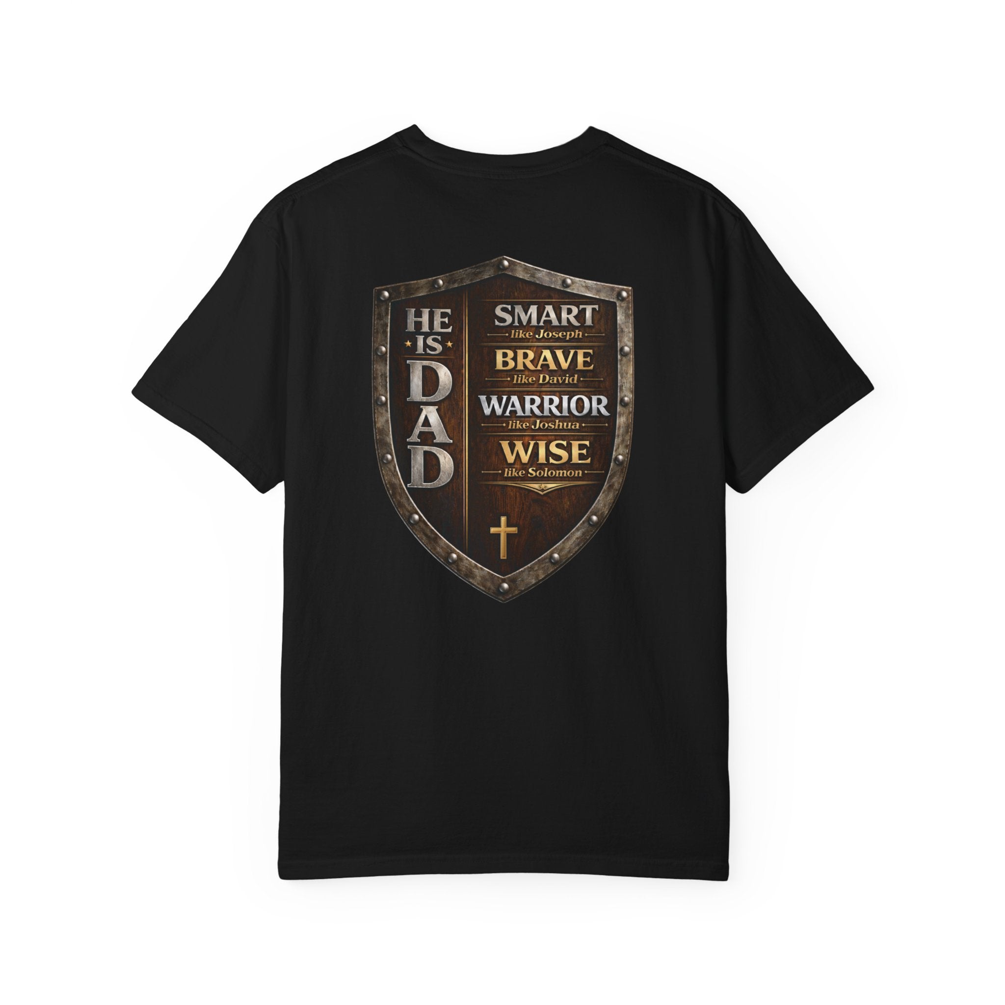 Christian Dad Shield Shirt, Smart Brave Warrior Wise Father Tee, Man of God Dad Shirt, Christian Father Gift, Redeemed Faith Apparel