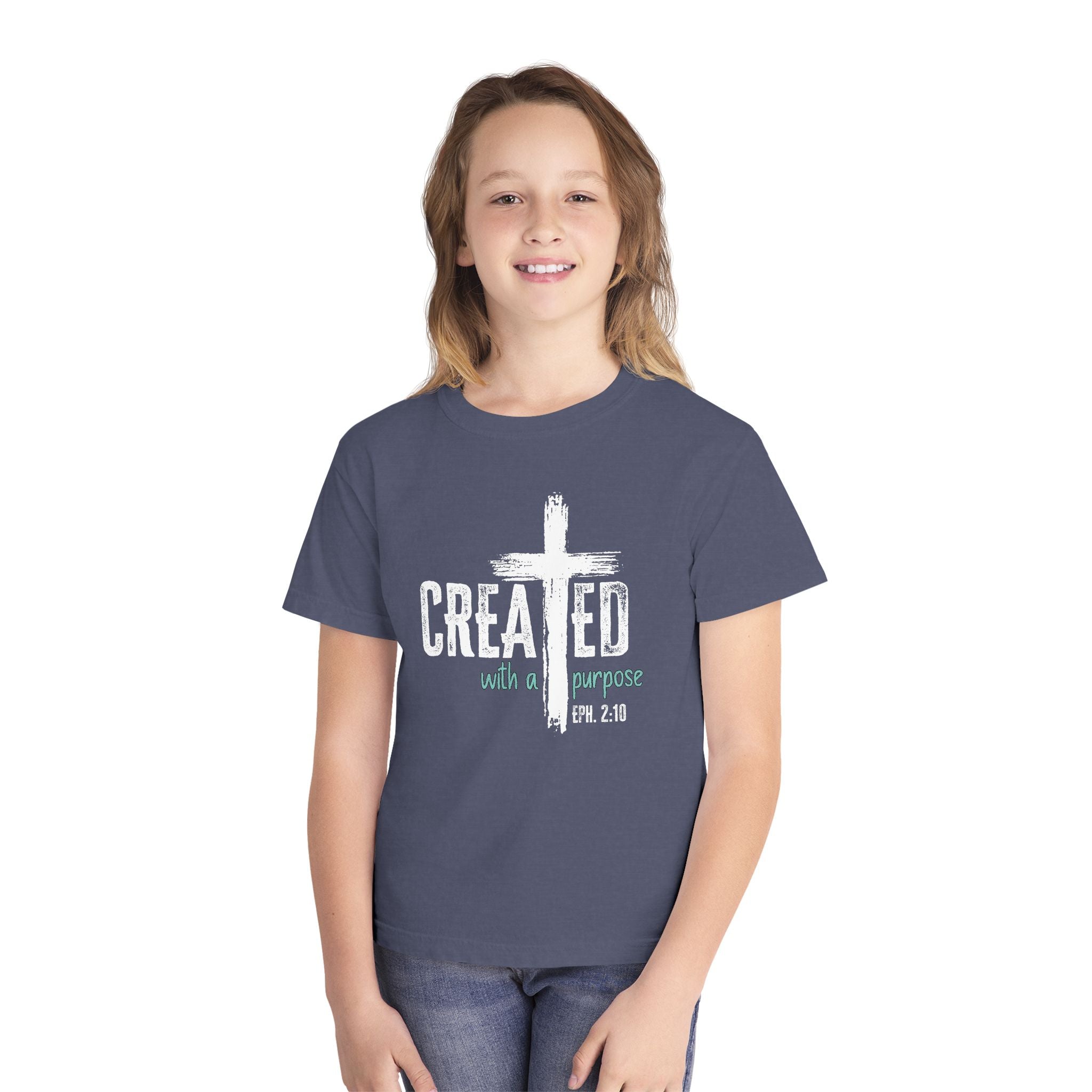 Created with a Purpose Youth Shirt, Christian Youth Shirt, Ephesians 2:10 Shirt, Faith Shirt for Kids, Christian Tee, Church Shirt