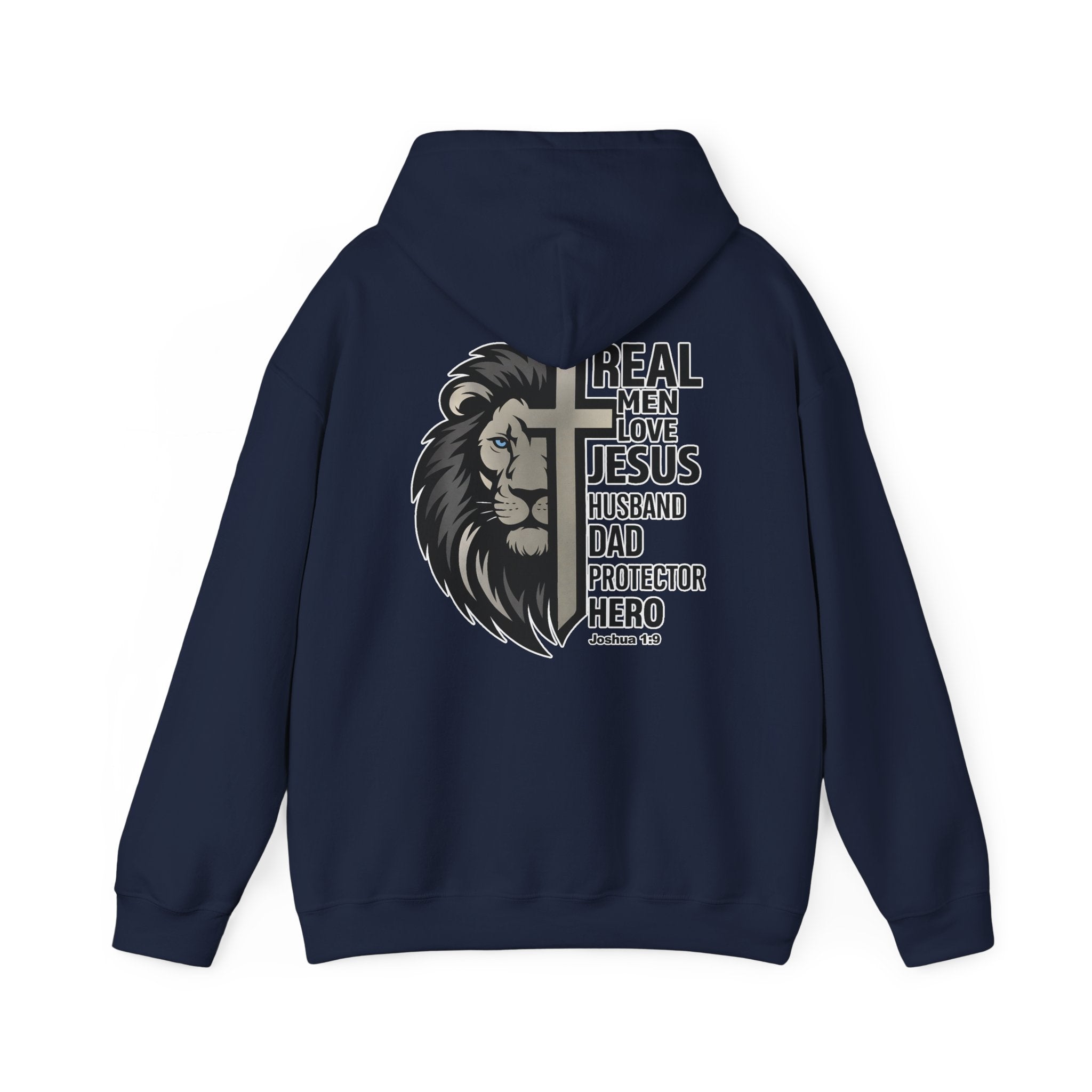Real Men Love Jesus Lion Christian Hoodie, Husband Dad Protector Hero Hoodie, Christian Mens Pullover Sweatshirt, Redeemed Faith Apparel