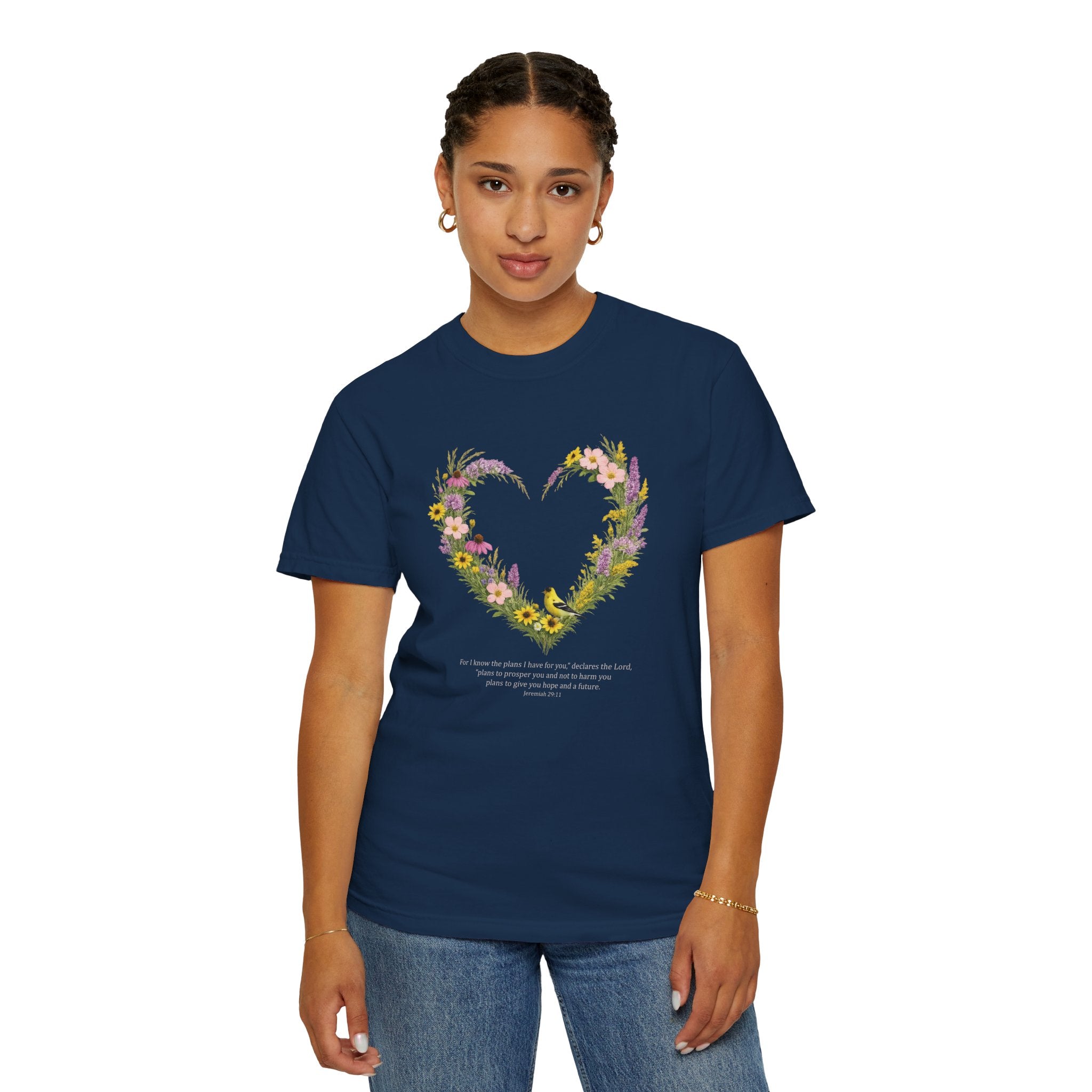 I Know The Plans I Have For You Floral Heart T-Shirt, Jeremiah 29:11 T Shirt, Christian Women Gift, Wildflower Heart, Redeemed Faith Apparel