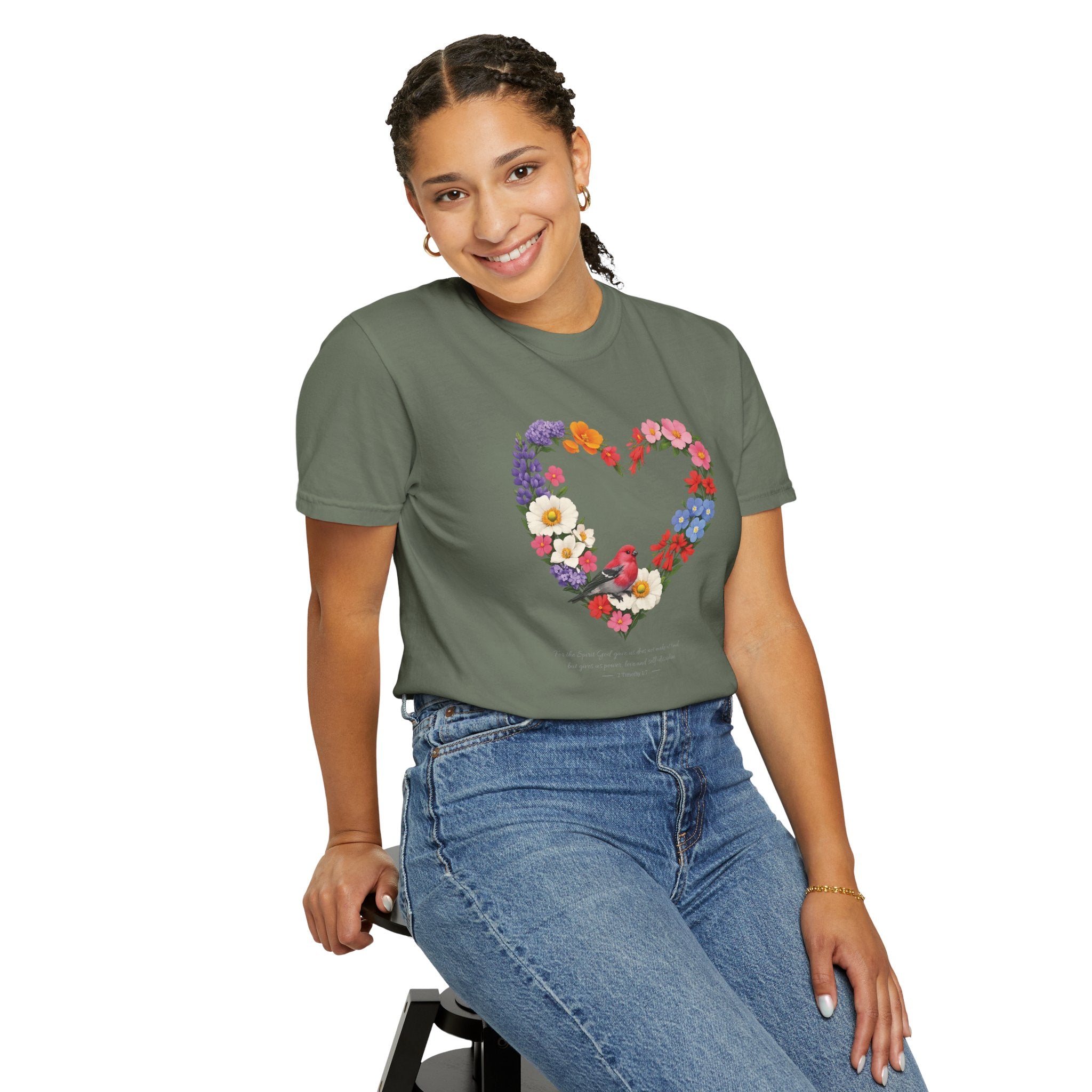 For God Has Not Given Us A Spirit Of Fear Floral Tee, 2 Timothy 1:7 Shirt, Christian Women Gift, Wildflower Heart, Redeemed Faith Apparel