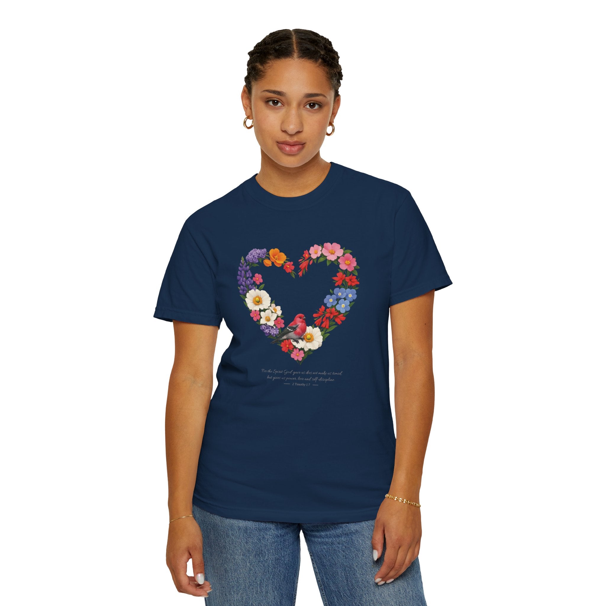 For God Has Not Given Us A Spirit Of Fear Floral Tee, 2 Timothy 1:7 Shirt, Christian Women Gift, Wildflower Heart, Redeemed Faith Apparel
