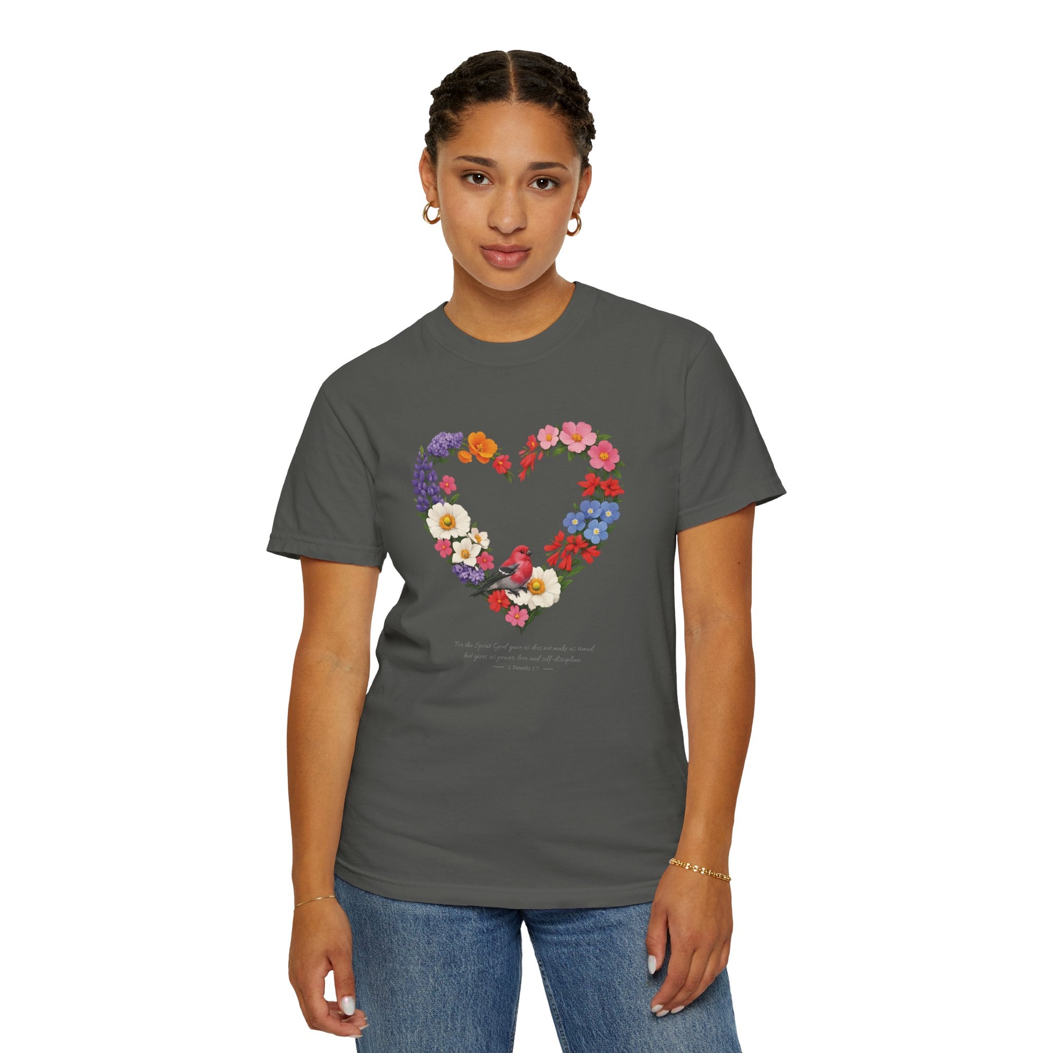 For God Has Not Given Us A Spirit Of Fear Floral Tee, 2 Timothy 1:7 Shirt, Christian Women Gift, Wildflower Heart, Redeemed Faith Apparel
