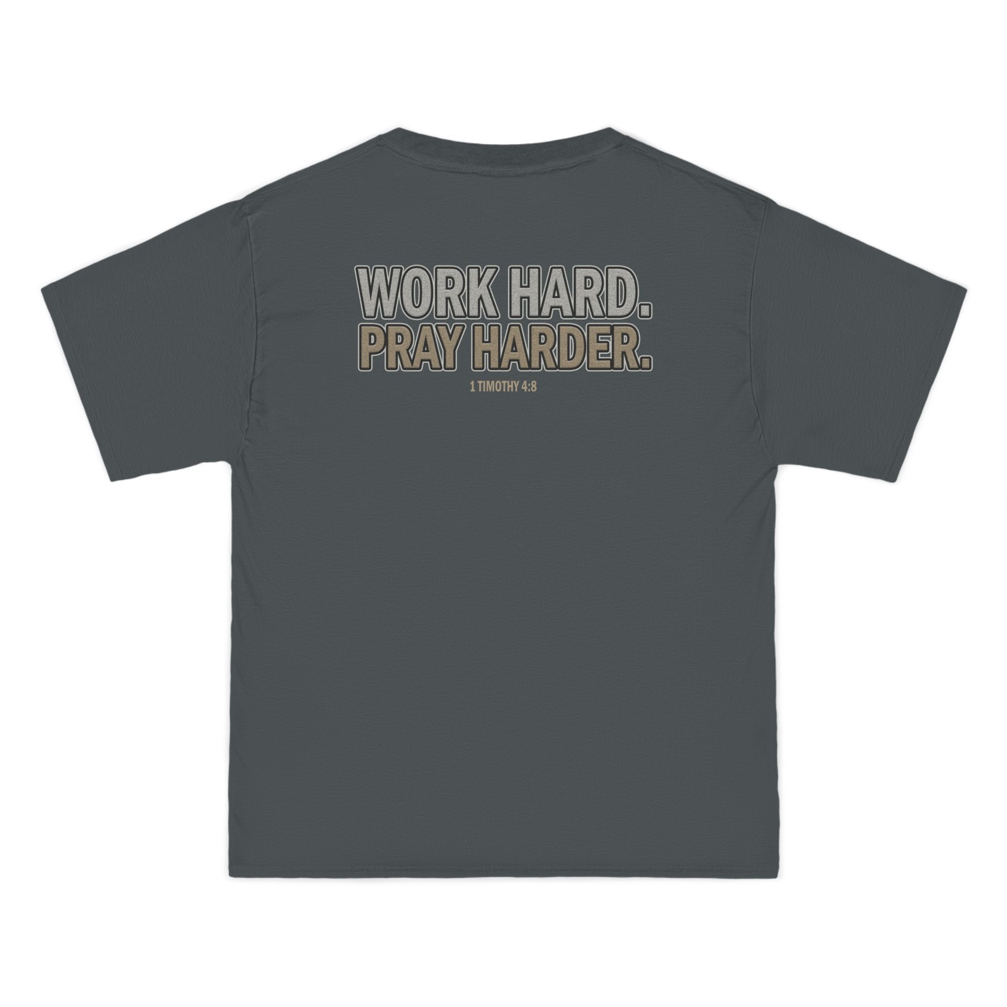 Work Hard Pray Harder Shirt - Christian Motivation Tee, Faith Over Hustle T-Shirt, 1 Timothy 48, Bible Verse Apparel, T-Shirt for Men Women