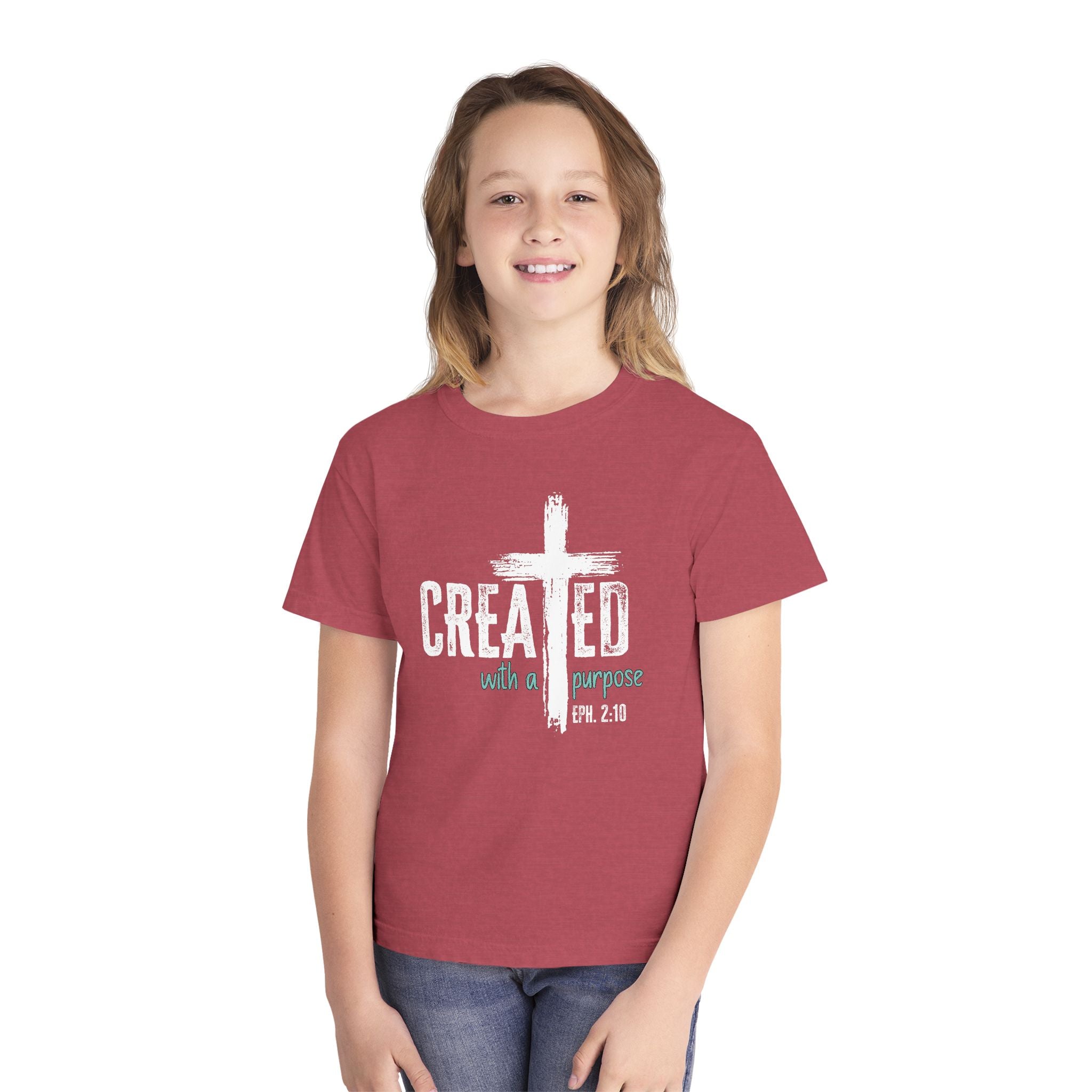 Created with a Purpose Youth Shirt, Christian Youth Shirt, Ephesians 2:10 Shirt, Faith Shirt for Kids, Christian Tee, Church Shirt