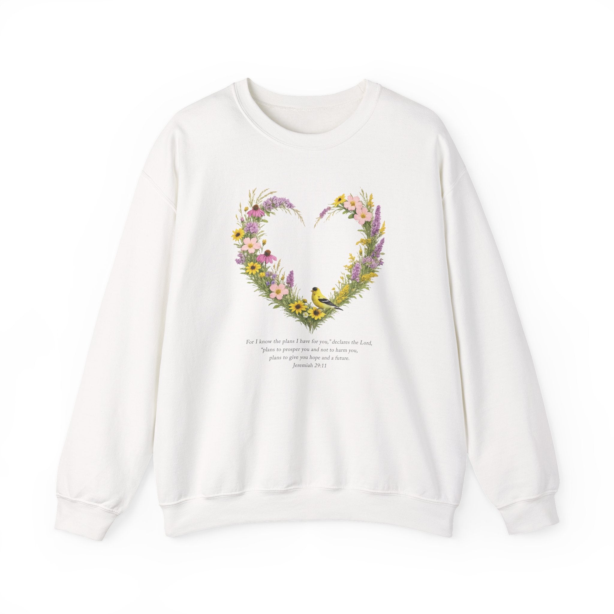 Jeremiah 29 11 Sweatshirt, Christian Floral Faith Sweatshirt, Wildflower Heart Bird Womens Gift, Redeemed Faith Apparel, Boho Sweatshirt