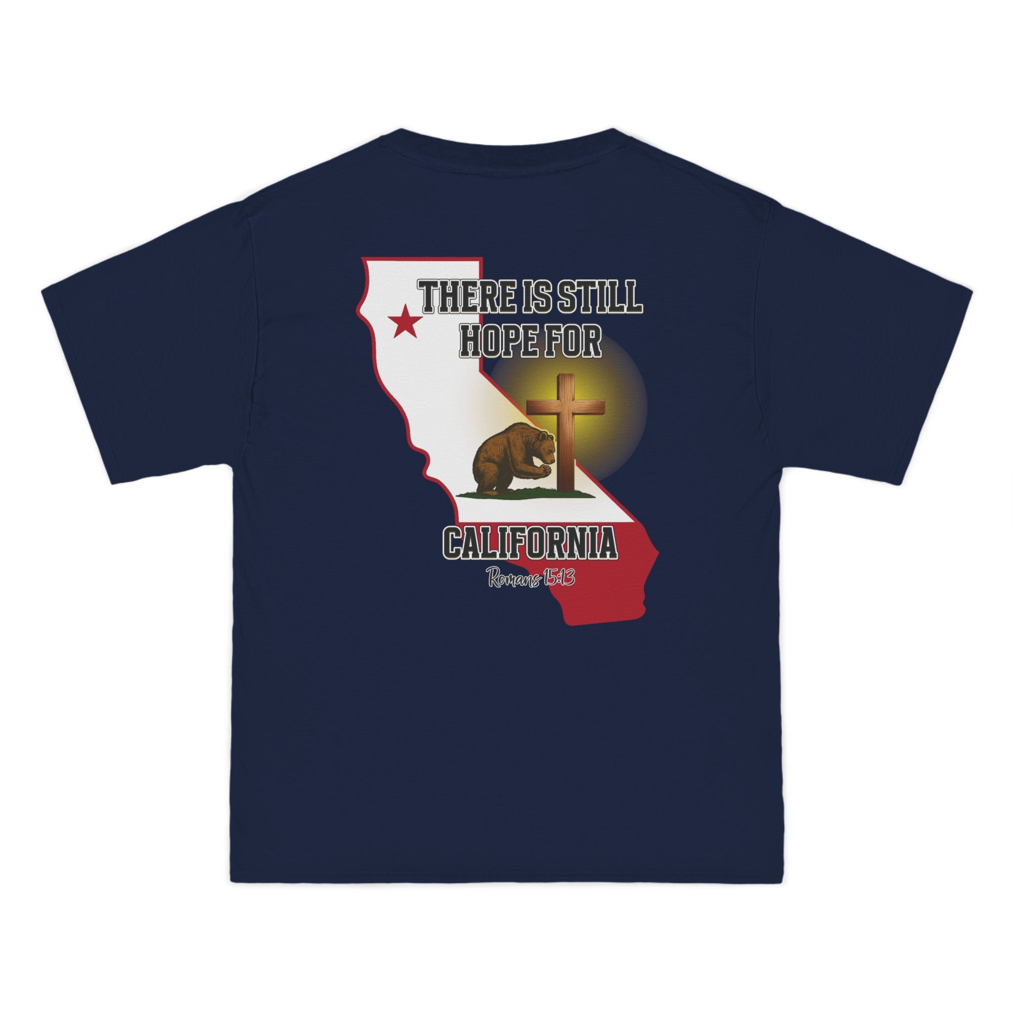 CA-There Is Still Hope for California, Christian Shirt, Romans 1513, Bear and Cross, Redeemed Faith Apparel, God Bless America Collection