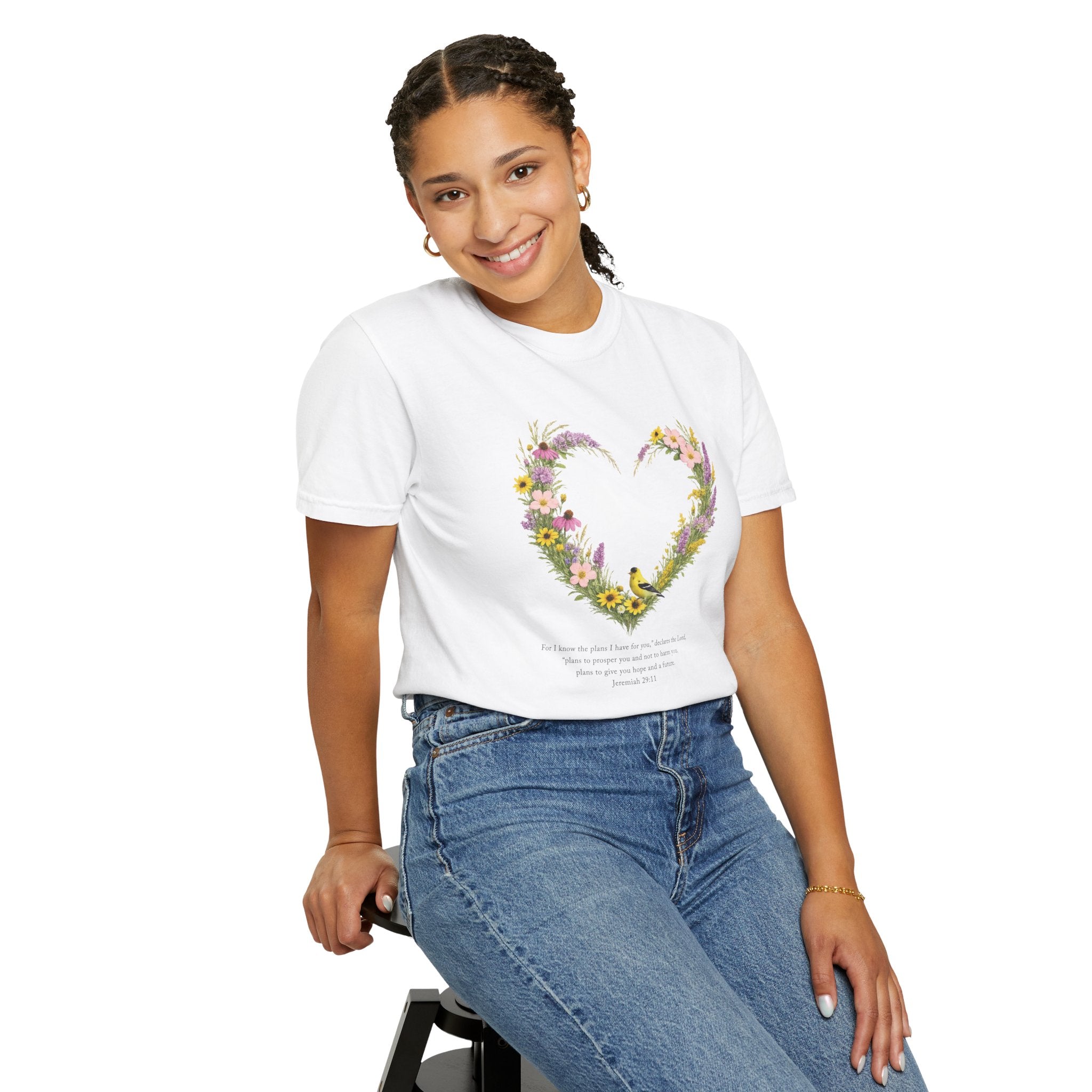 I Know The Plans I Have For You Floral Heart T-Shirt, Jeremiah 29:11 T Shirt, Christian Women Gift, Wildflower Heart, Redeemed Faith Apparel