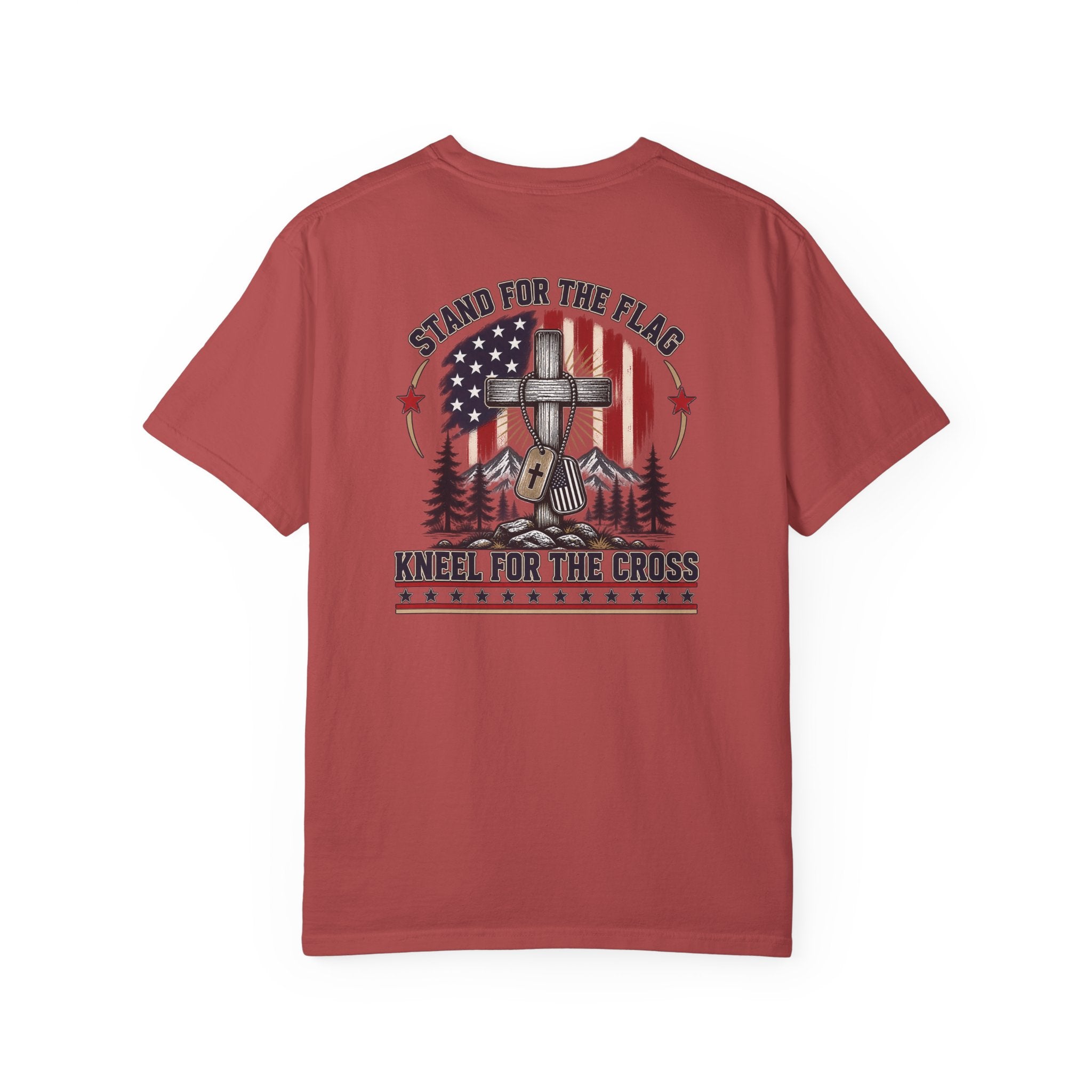 Stand for the Flag Kneel for the Cross Christian Patriotic T-Shirt, American Flag Cross Shirt, Christian Patriot Tee, Redeemed Faith Apparel