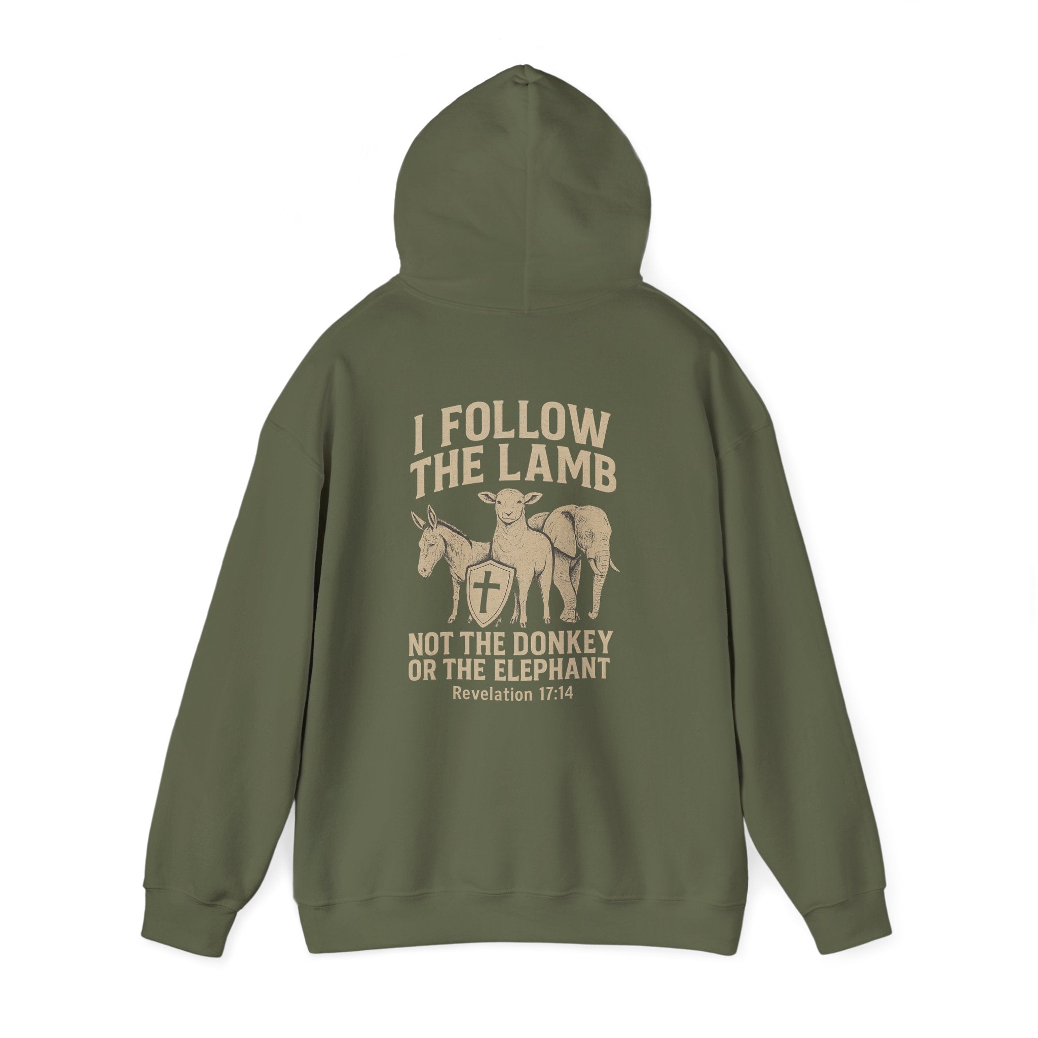 I Follow the Lamb Hoodie - Revelation 17:14 Christian Faith Sweatshirt, Jesus Over Politics Hoodie for Men and Women, Kingdom over Party