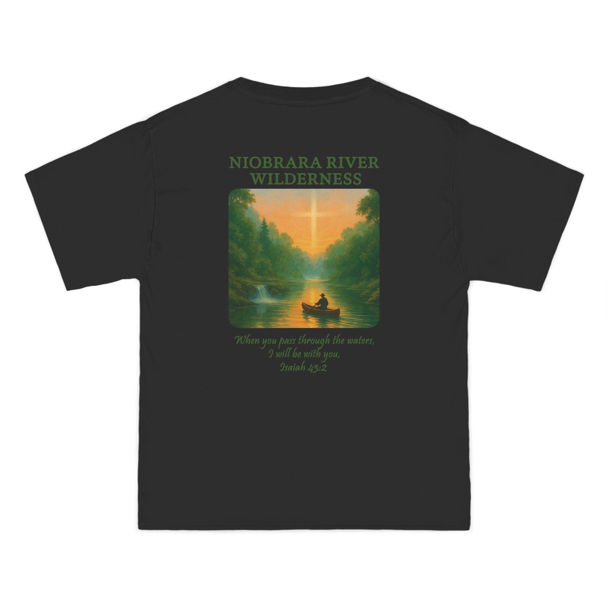 NB-Niobrara River Wilderness Shirt, Isaiah 43:2, Canoe Sunset, Nebraska Christian Tee, Outdoor Faith Apparel, God Bless America Collection