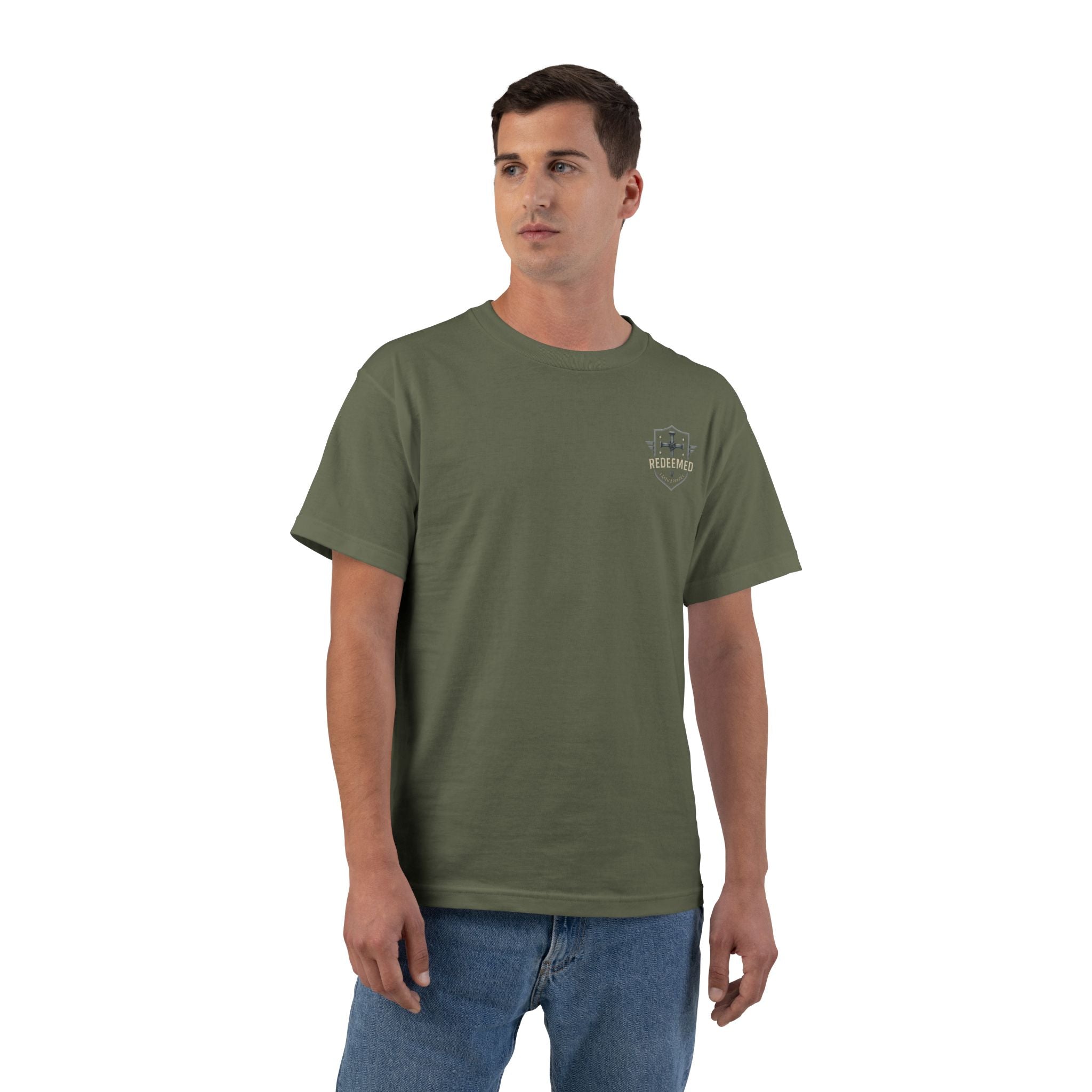 Redeemed Christian T-Shirt | Galatians 2:20 Shirt | Faith-Based Apparel | Cross Design | Religious Gift for Men & Women | Redeemed Faith Tee