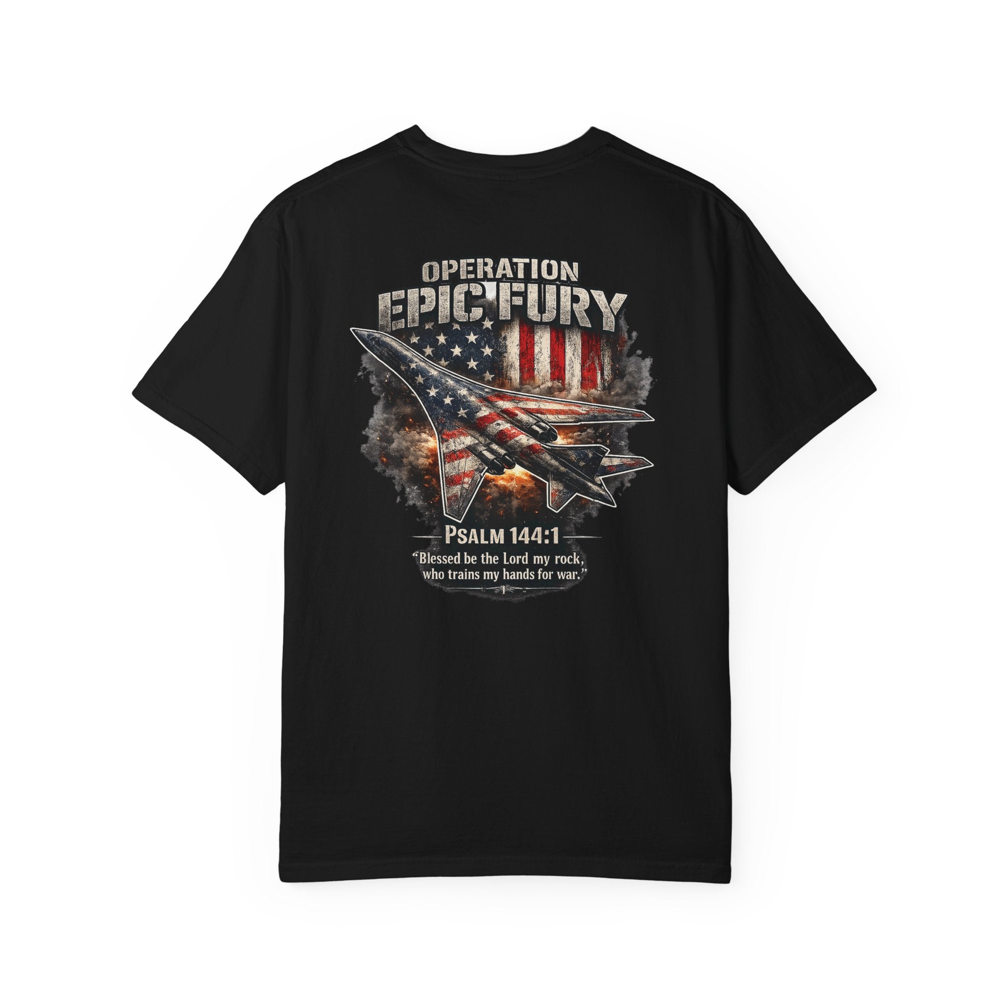 Operation Epic Fury Christian Shirt, Psalm 144:1 Bible Verse Tee, American B1 Bomber Shirt, Faith and Freedom Shirt, Redeemed Faith Apparel