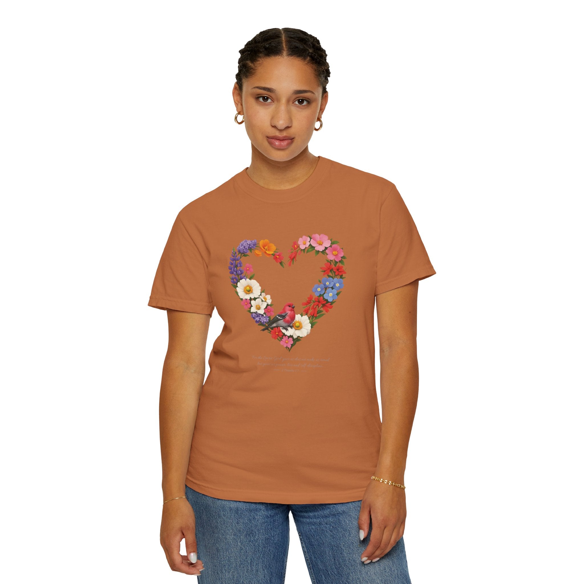 For God Has Not Given Us A Spirit Of Fear Floral Tee, 2 Timothy 1:7 Shirt, Christian Women Gift, Wildflower Heart, Redeemed Faith Apparel