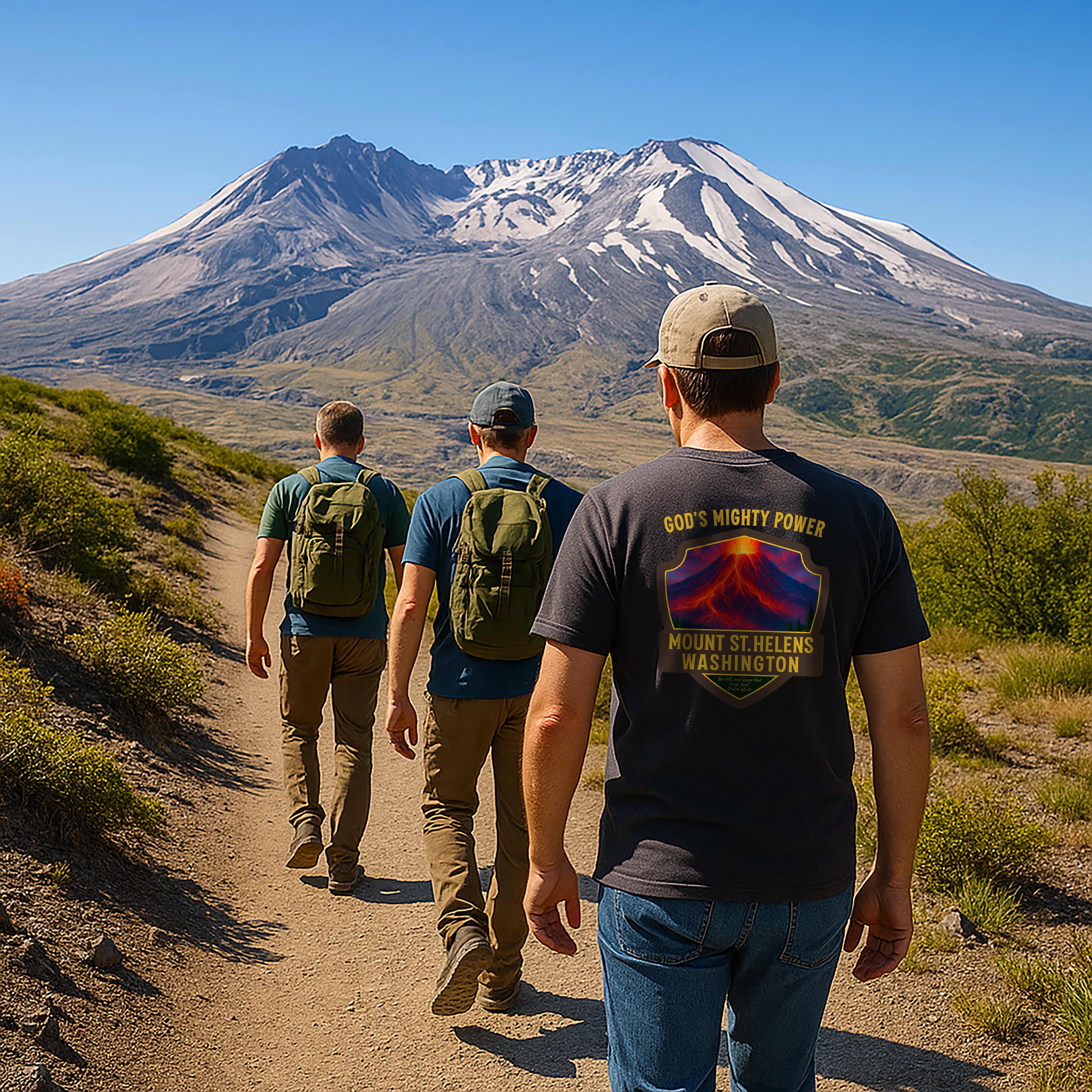 WA-Mount St Helens Washington Christian Shirt, Gods Mighty Power, Psalm 46:10, Volcano Faith Tee, God Bless America Collection, Redeemed Tee