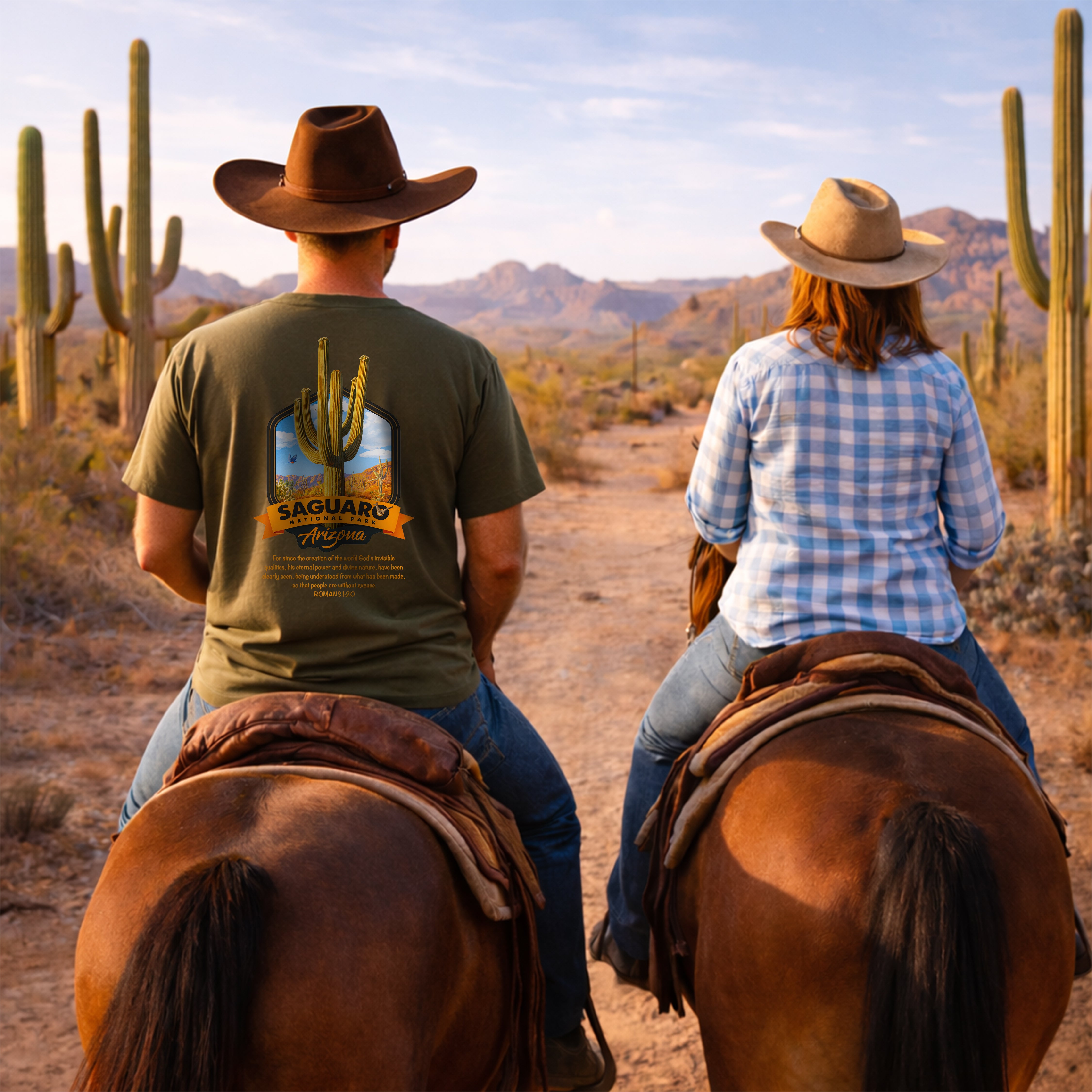AZ-Saguaro National Park Christian T Shirt, Arizona Faith Shirt, Romans 1:20 Tee, Desert Christian T-shirt, God Bless America Collection