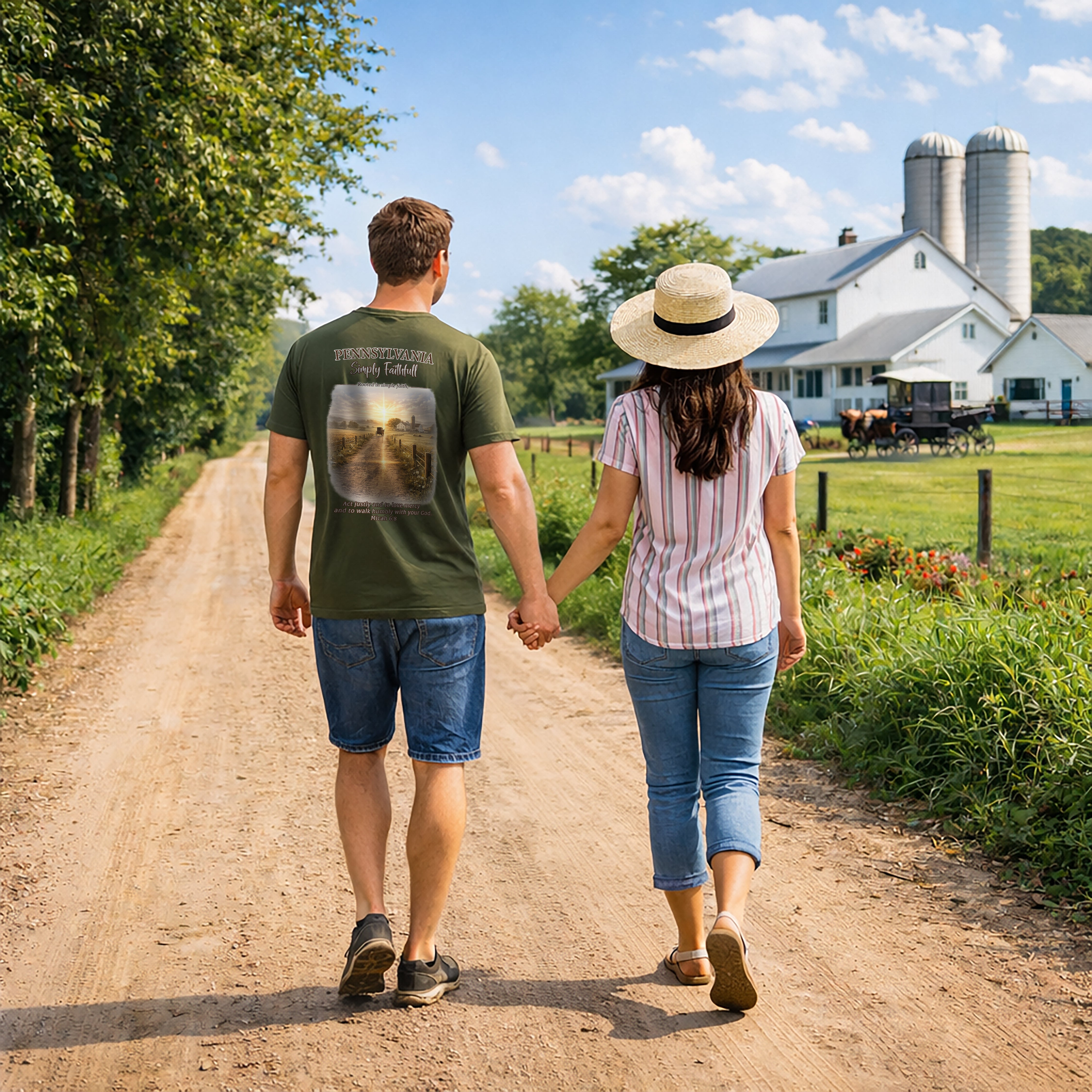 PA-Pennsylvania Simply Faithful Christian T Shirt, Amish Country Faith Tee, Micah 6:8 Shirt, PA Faith Shirt, God Bless America Collection