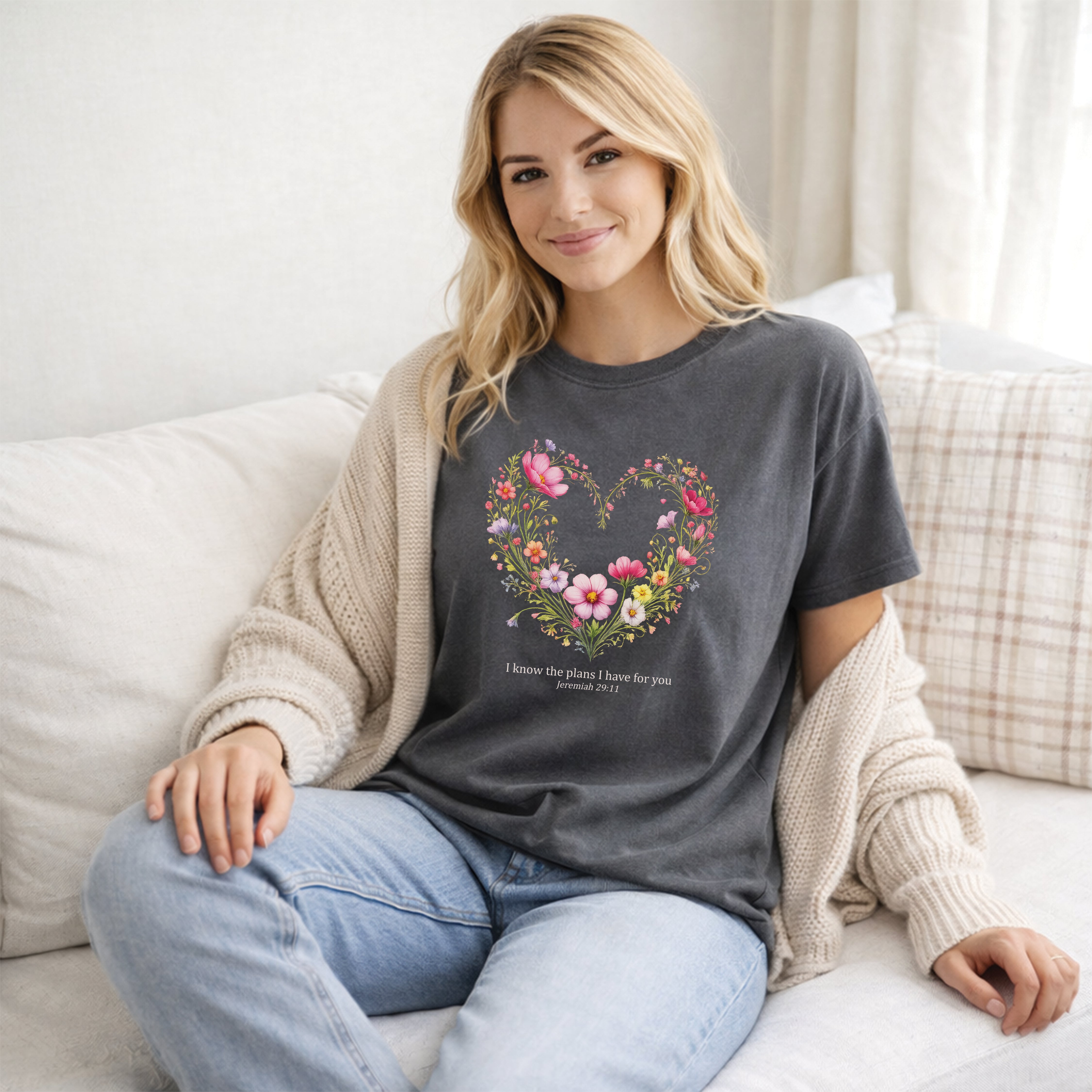 I Know The Plans I Have For You Floral Tee, Jeremiah 29:11 Christian Shirt, Christian Women Gift, Wildflower Heart, Redeemed Faith Apparel
