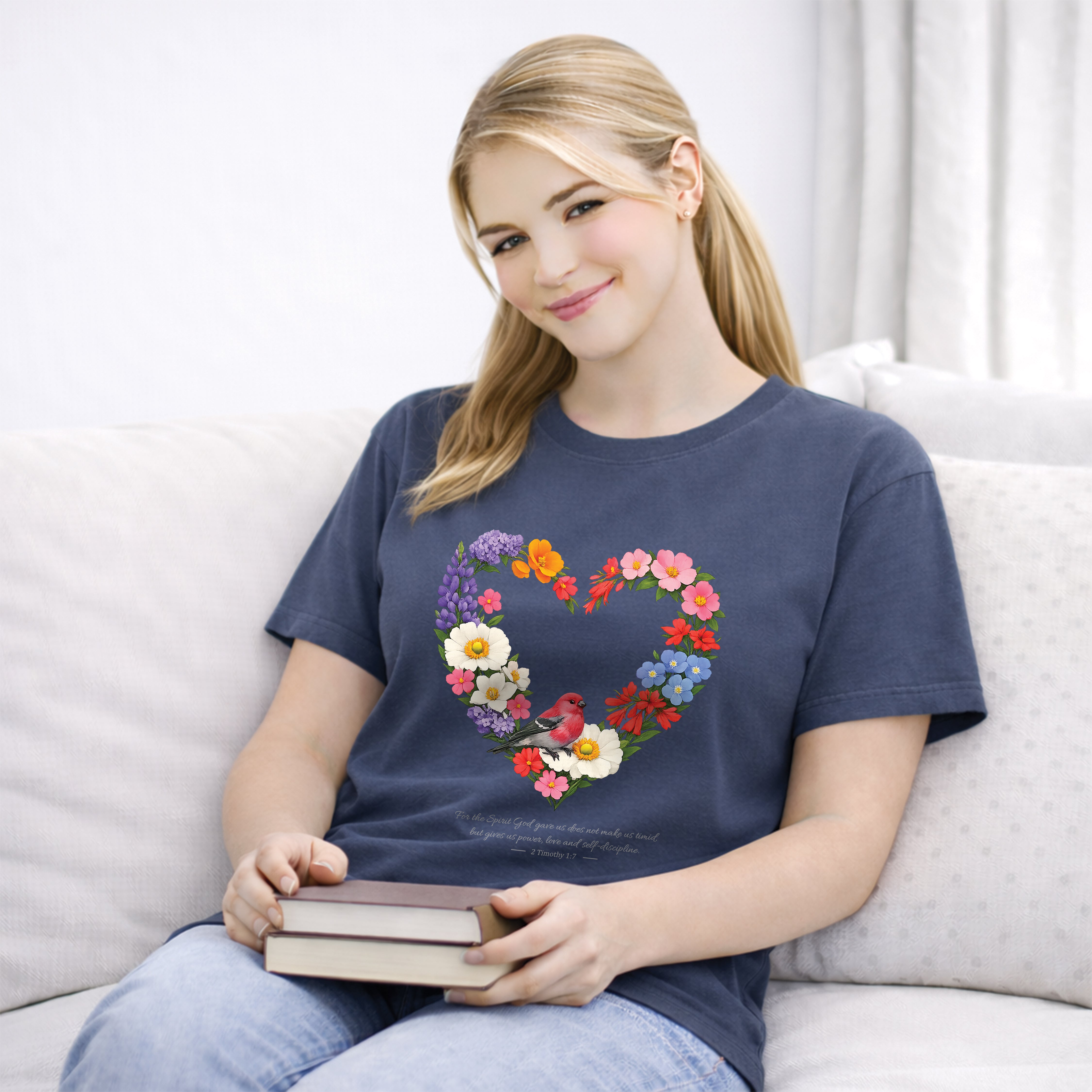 For God Has Not Given Us A Spirit Of Fear Floral Tee, 2 Timothy 1:7 Shirt, Christian Women Gift, Wildflower Heart, Redeemed Faith Apparel
