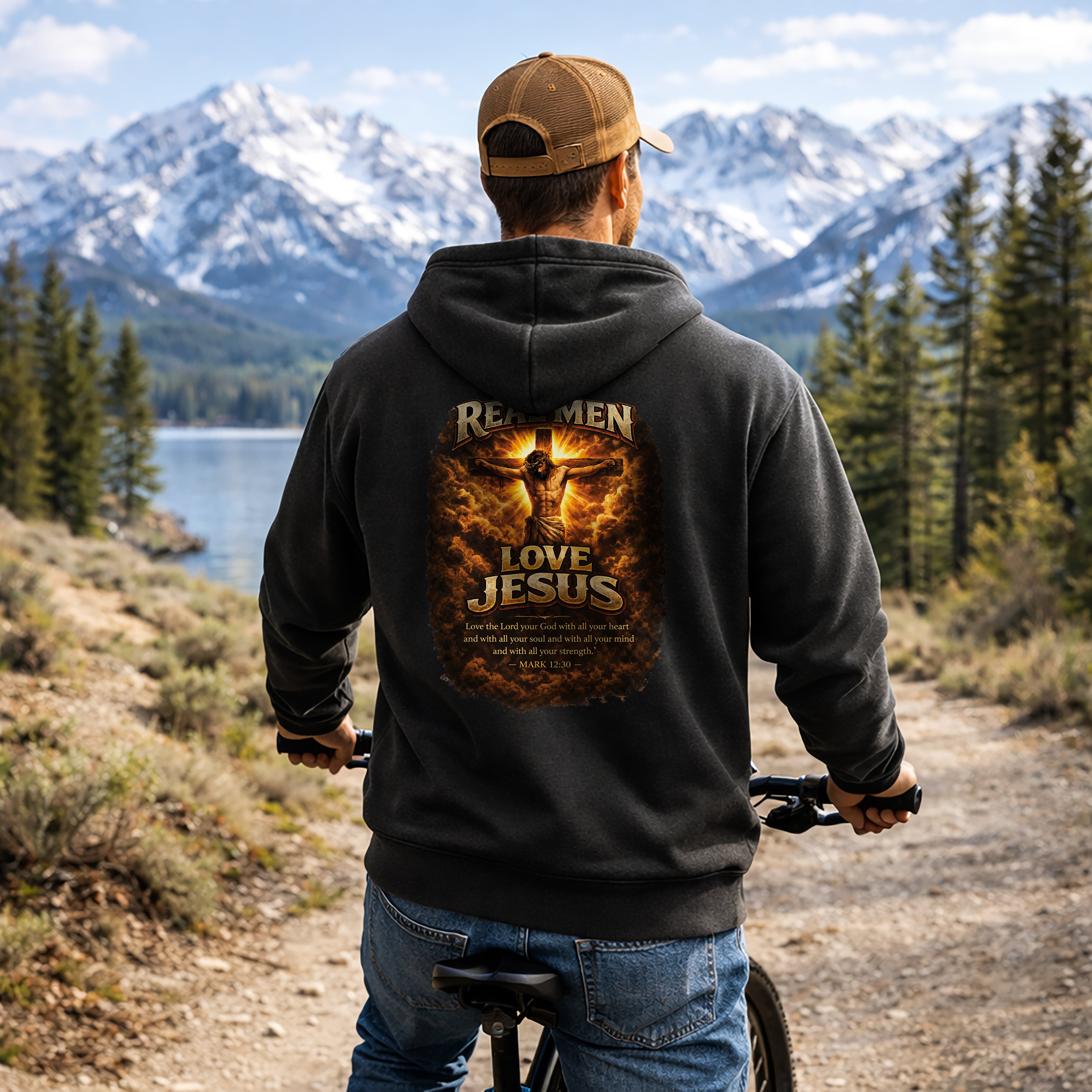 Real Men Love Jesus Hoodie, Mark 12:30 Christian Pullover Hoodie, Bold Faith Jesus Sweatshirt, Christian Mens Hoodie, Redeemed Faith Apparel