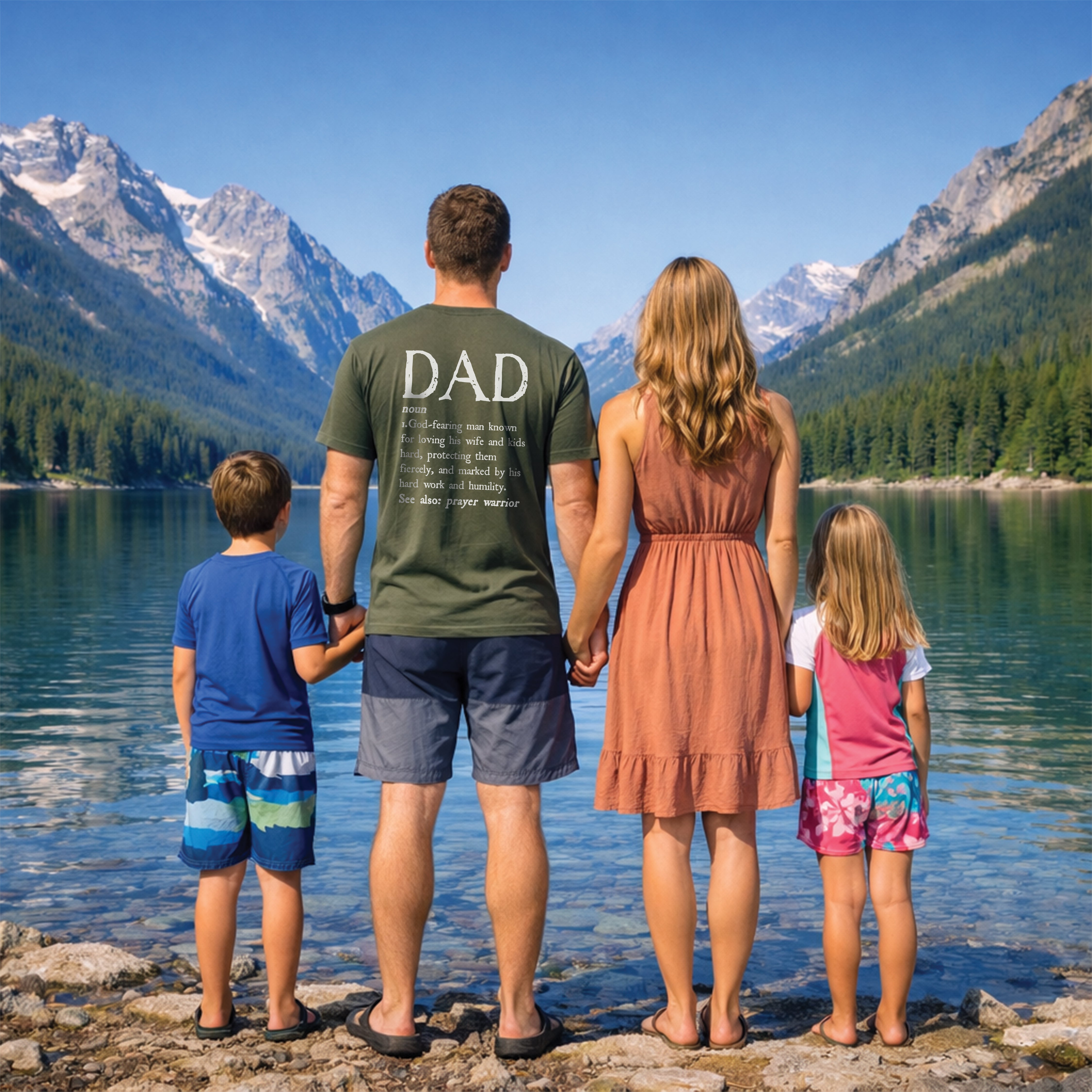 Dad Definition Christian T-Shirt (Back), Man of God Father Husband Protector Tee, Christian Dad Gift Shirt, Redeemed Faith Apparel