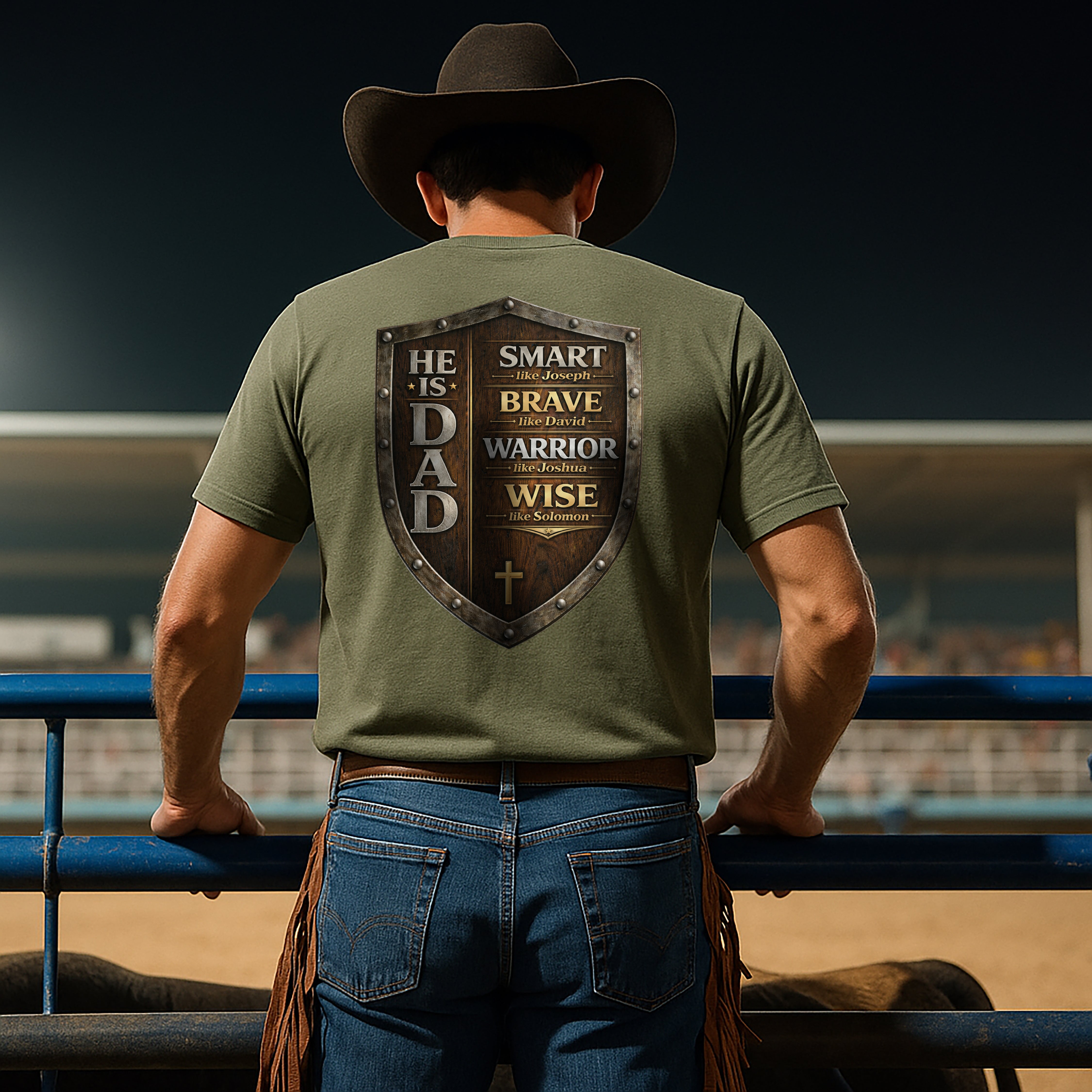 Christian Dad Shield Shirt, Smart Brave Warrior Wise Father Tee, Man of God Dad Shirt, Christian Father Gift, Redeemed Faith Apparel