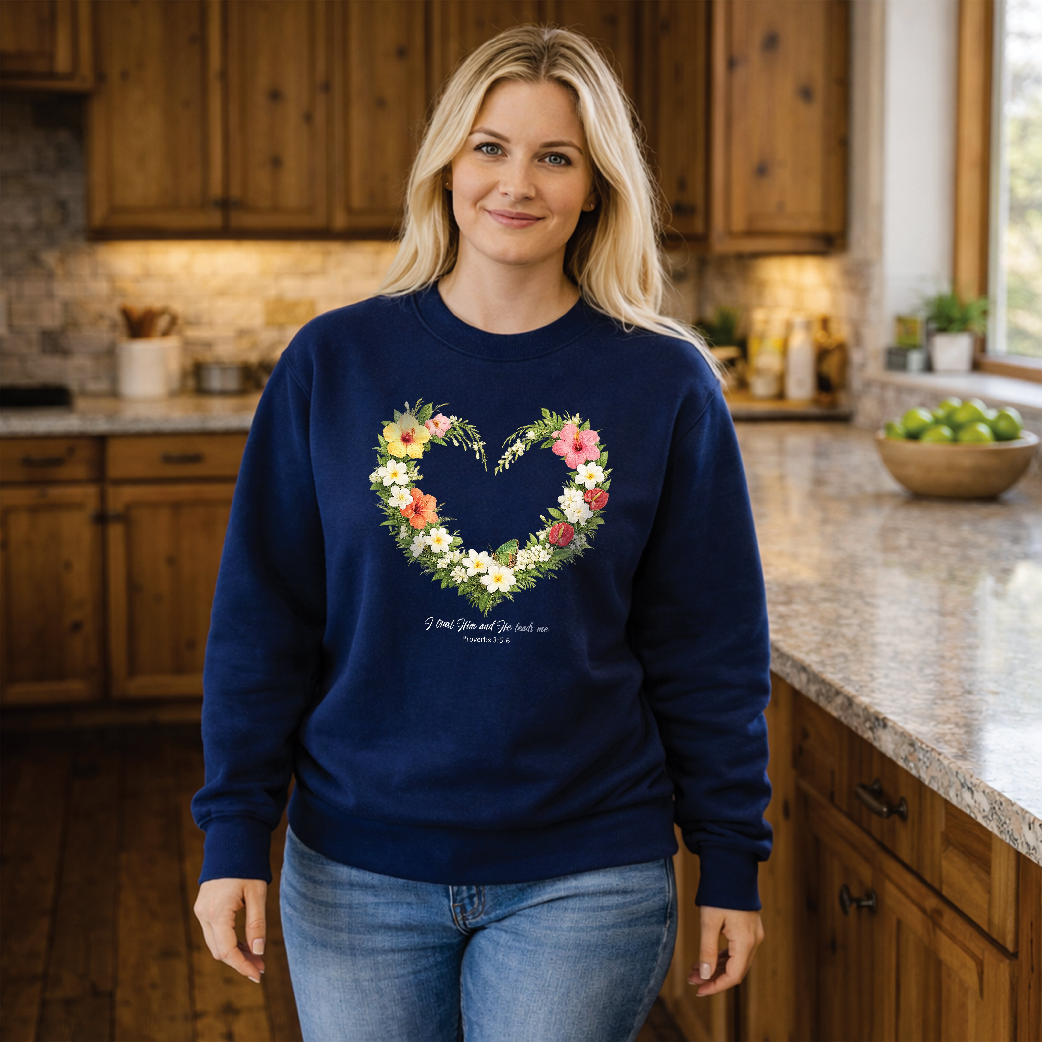 Trust God Sweatshirt, Proverbs 3 5 6 Christian Floral Sweatshirt, I Trust Him Faith Womens Gift, Redeemed Faith Apparel, Boho Sweatshirt