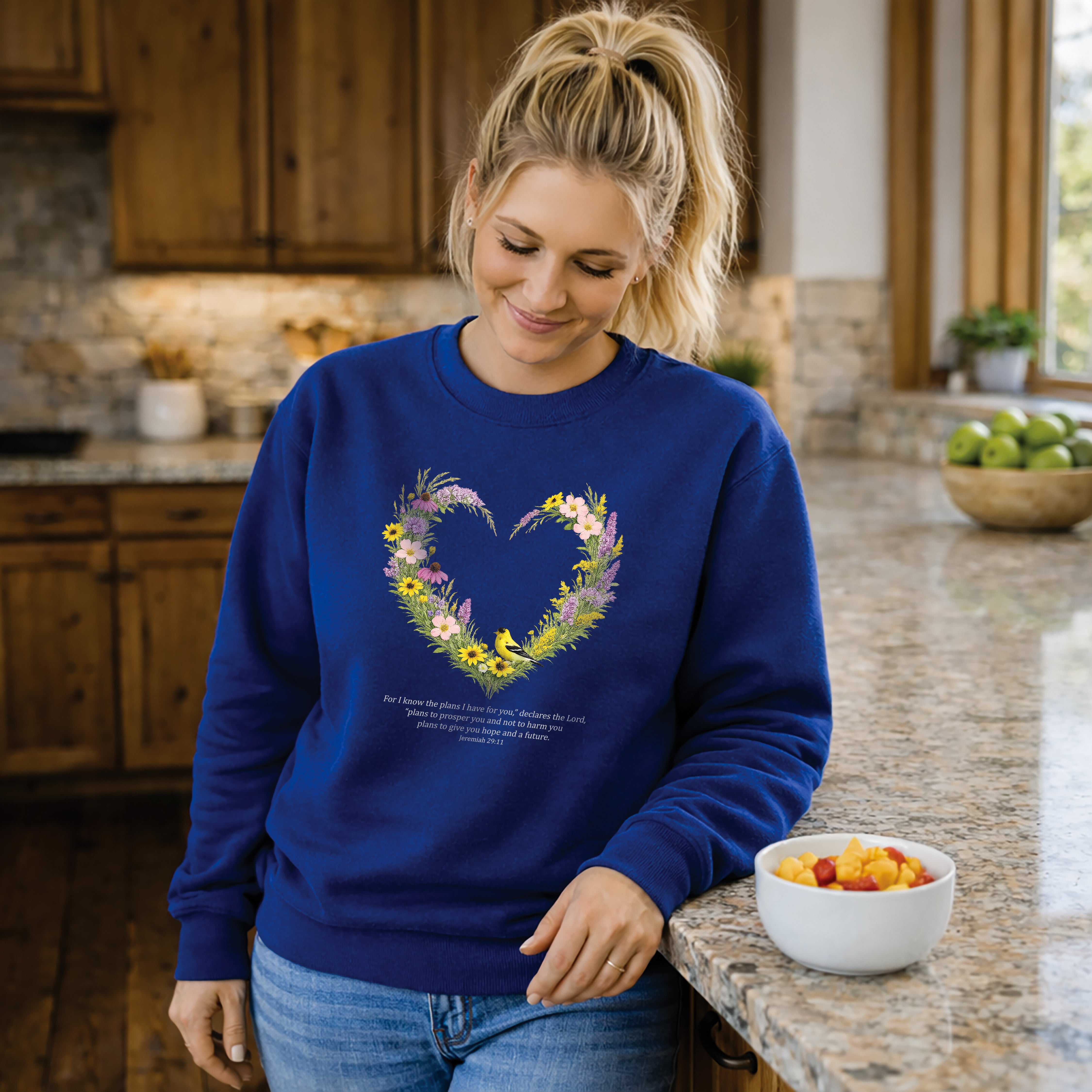 Jeremiah 29 11 Sweatshirt, Christian Floral Faith Sweatshirt, Wildflower Heart Bird Womens Gift, Redeemed Faith Apparel, Boho Sweatshirt