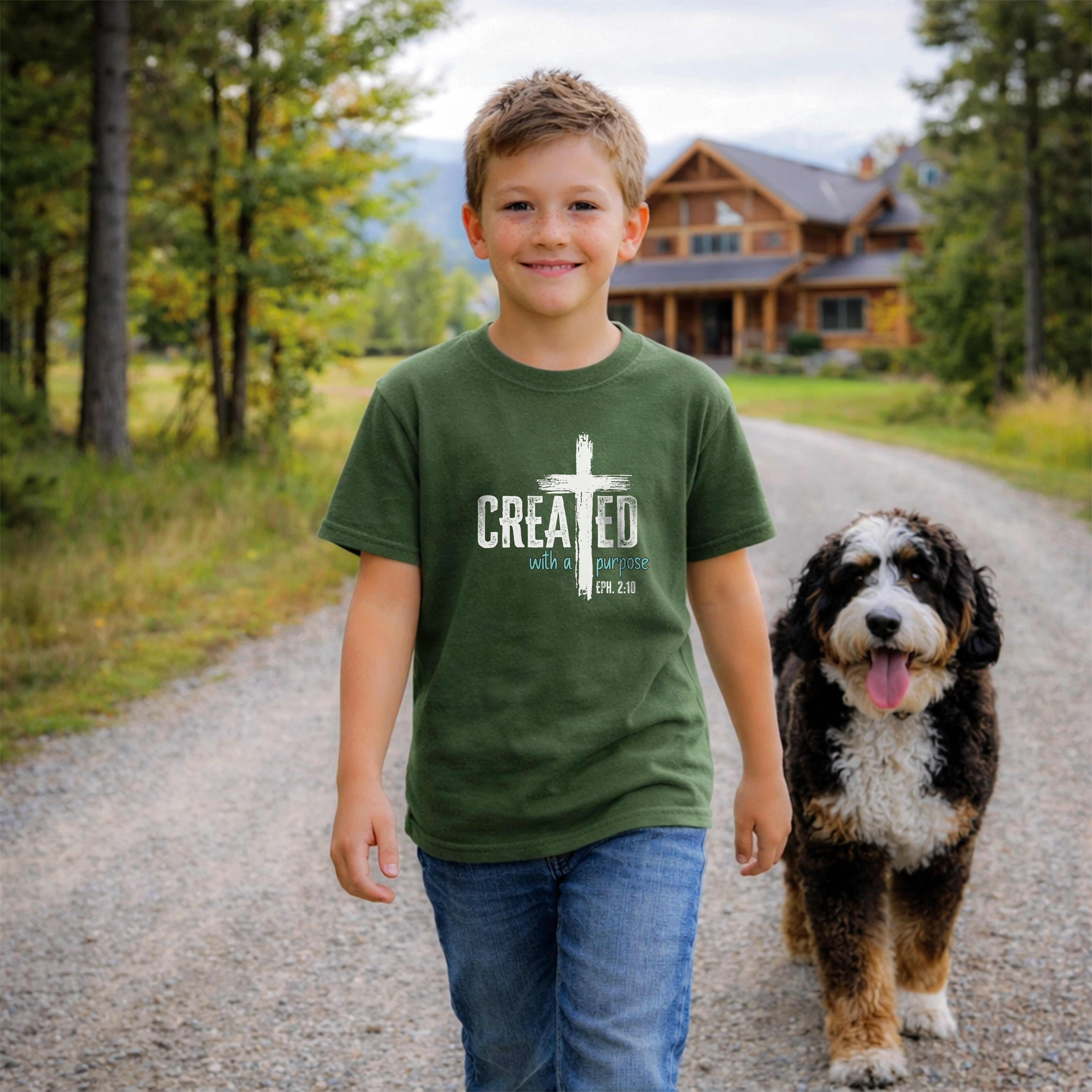 Created with a Purpose Youth Shirt, Christian Youth Shirt, Ephesians 2:10 Shirt, Faith Shirt for Kids, Christian Tee, Church Shirt