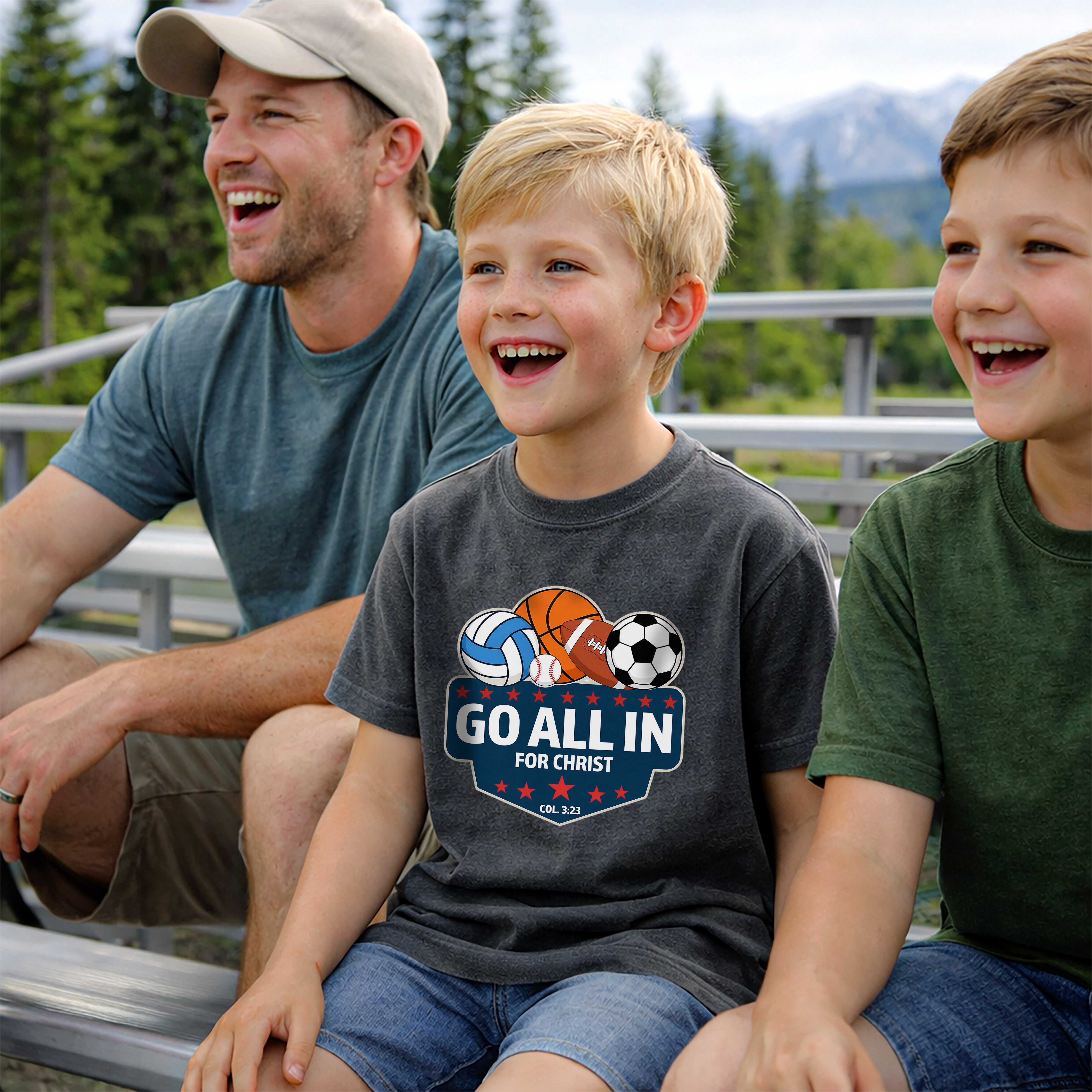Go All In for Christ Youth T-Shirt, Christian Sports Shirt, Colossians 3:23 Shirt, Youth Athlete Shirt, Faith Sports Tee, Unisex Faith Shirt