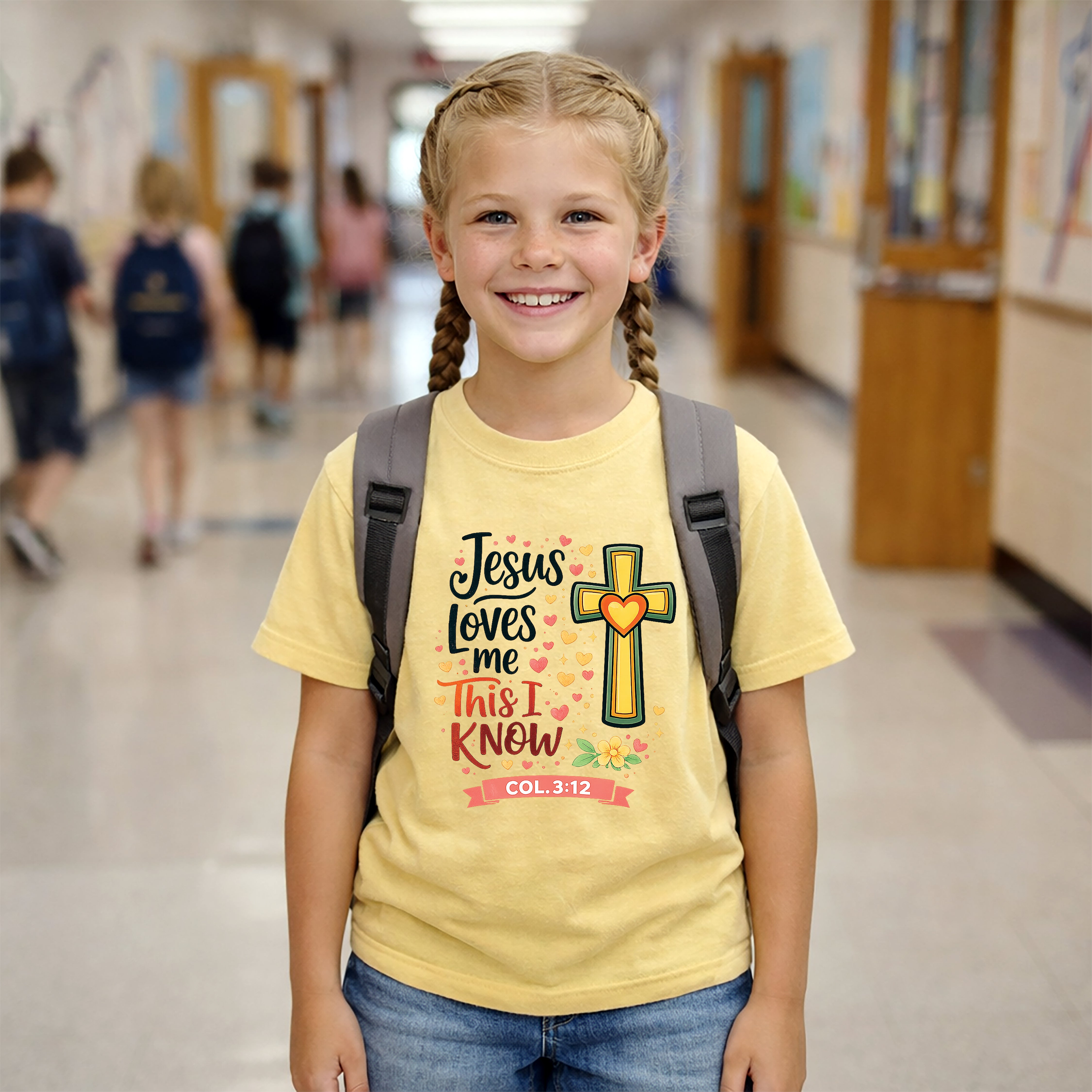 Jesus Loves Me Youth Shirt, Christian Youth T Shirt, Bible Verse Youth Tee, Faith Shirt for Girls Boys, Church Youth Shirt Colossians 312