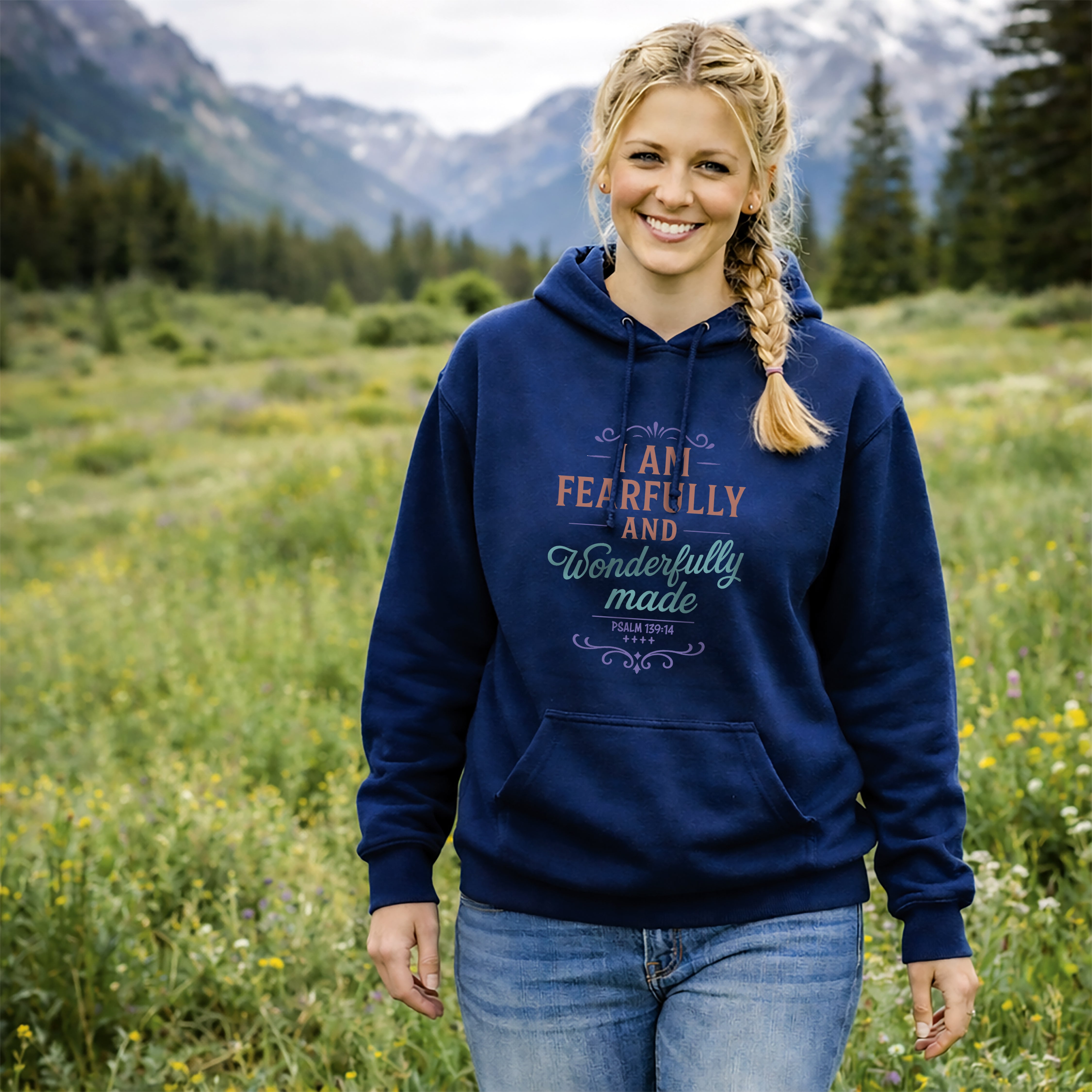 Fearfully and Wonderfully Made Hoodie, Psalm 139 14 Christian Hoodie, Inspirational Faith Hoodie, Gifts for Women, Redeemed Faith Apparel