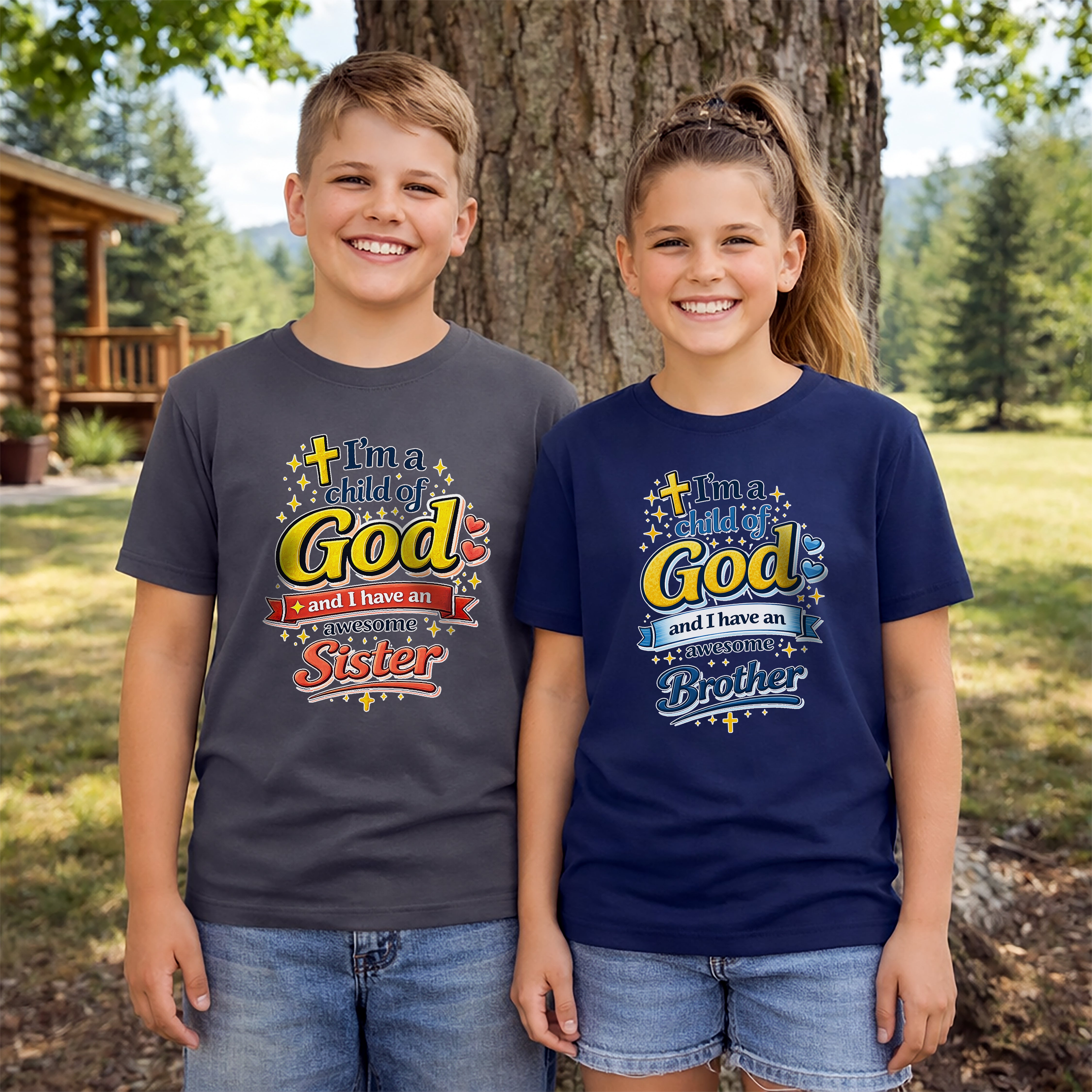 Im a Child of God Youth Shirt and Awesome Sister, Christian Family Shirt Youth, Brother Sister Mom Dad Shirt, Youth Christian Faith Shirt