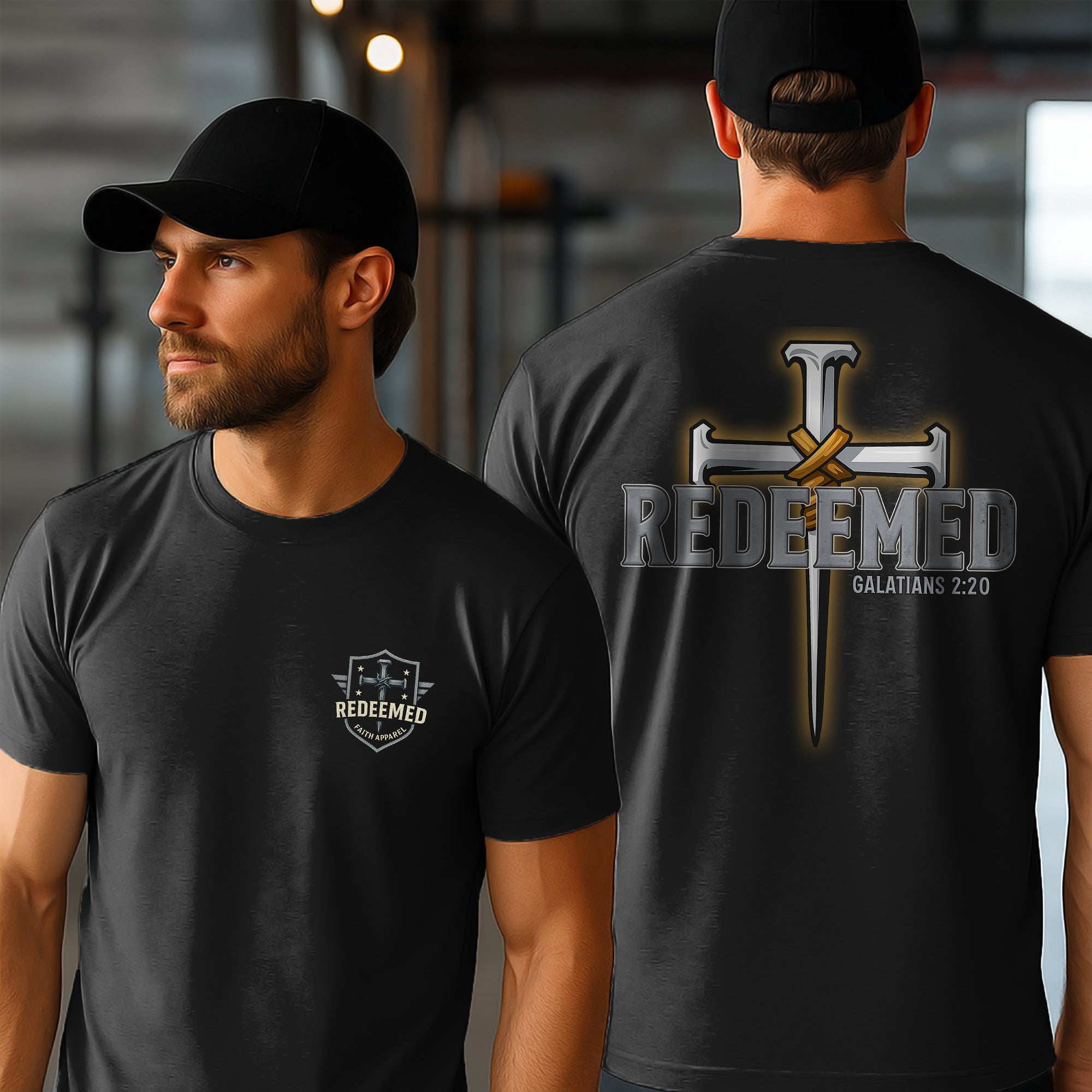 Redeemed Christian T-Shirt | Galatians 2:20 Shirt | Faith-Based Apparel | Cross Design | Religious Gift for Men & Women | Redeemed Faith Tee