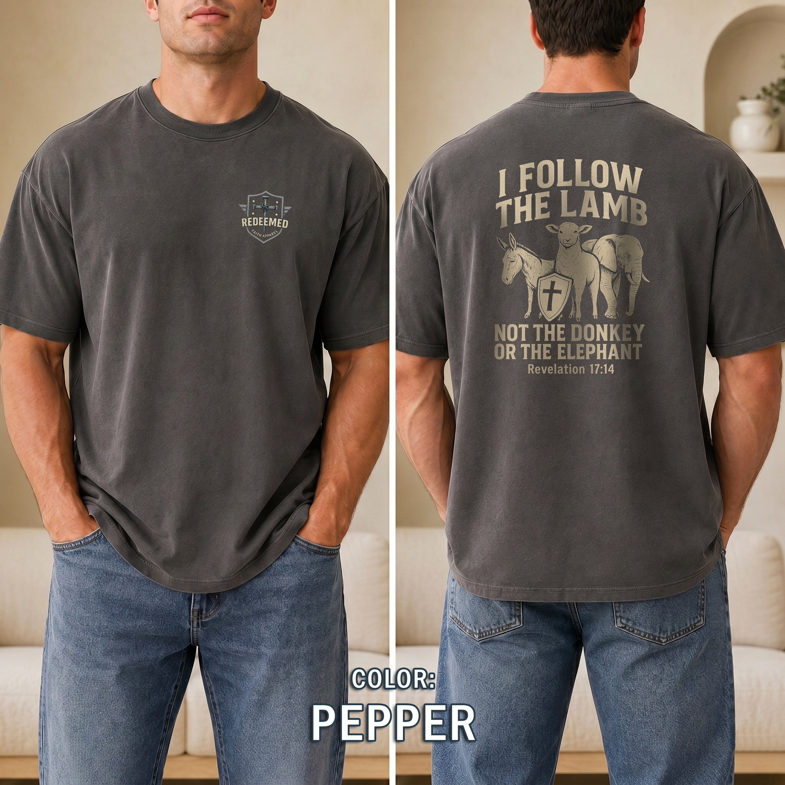 I Follow the Lamb Shirt - Revelation 17:14 Christian Faith Tee, Jesus Over Politics T-Shirt for Men and Women, Kingdom over Party, Jesus