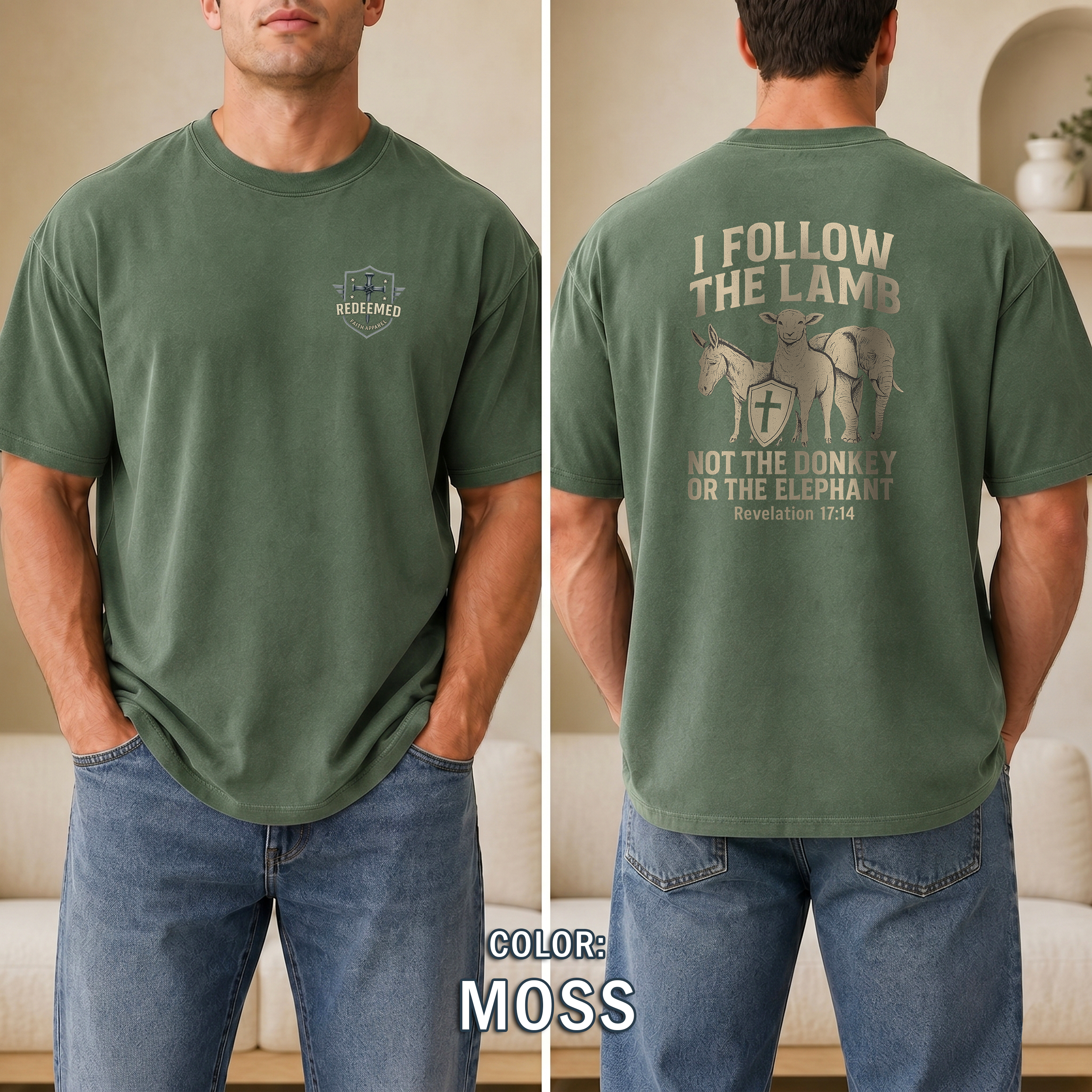 I Follow the Lamb Shirt - Revelation 17:14 Christian Faith Tee, Jesus Over Politics T-Shirt for Men and Women, Kingdom over Party, Jesus