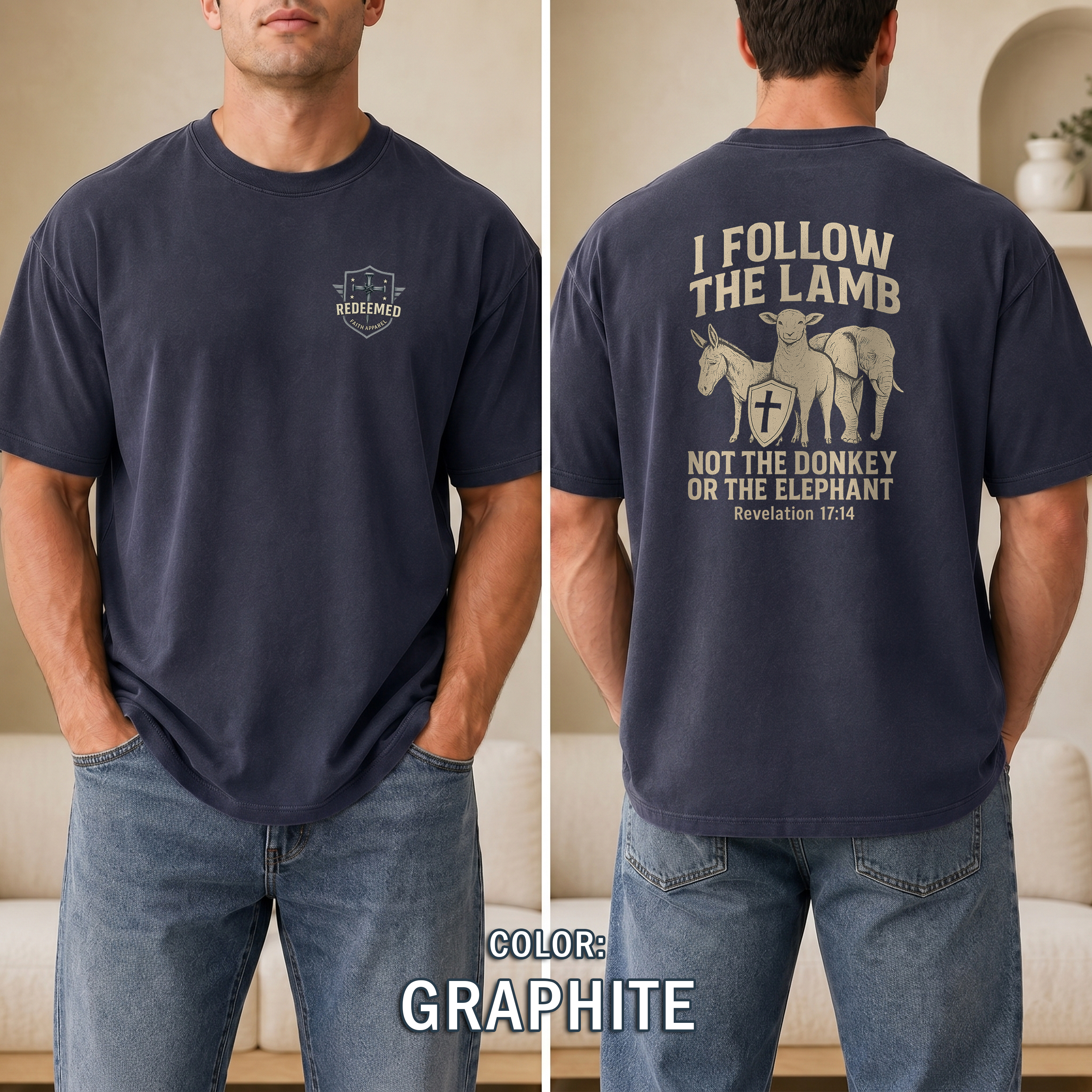 I Follow the Lamb Shirt - Revelation 17:14 Christian Faith Tee, Jesus Over Politics T-Shirt for Men and Women, Kingdom over Party, Jesus