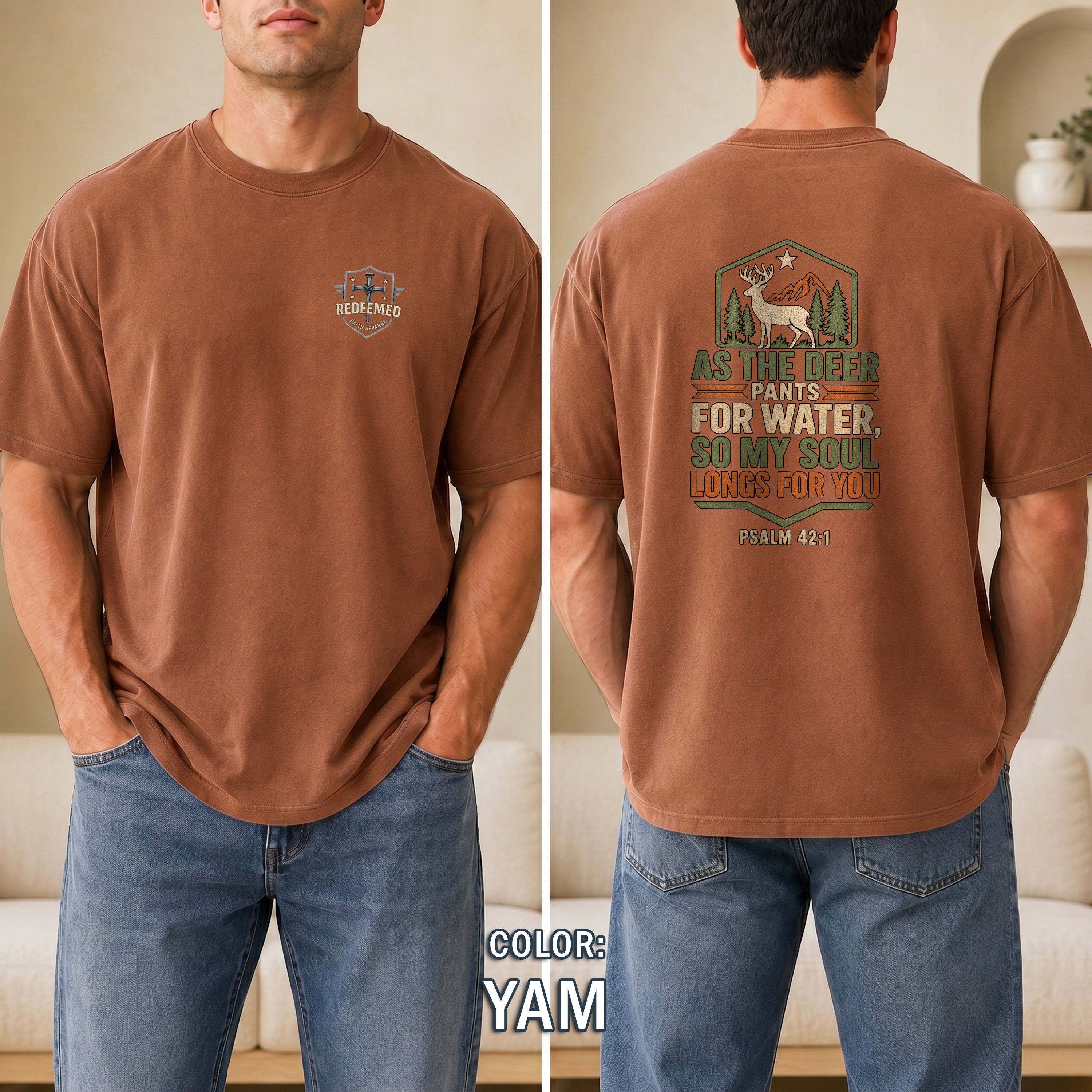 As the Deer Pants for Water Christian T-Shirt, Psalm 42:1 Faith Shirt, Hunting Christian Tee, Gift for Hunter, Redeemed Faith Apparel