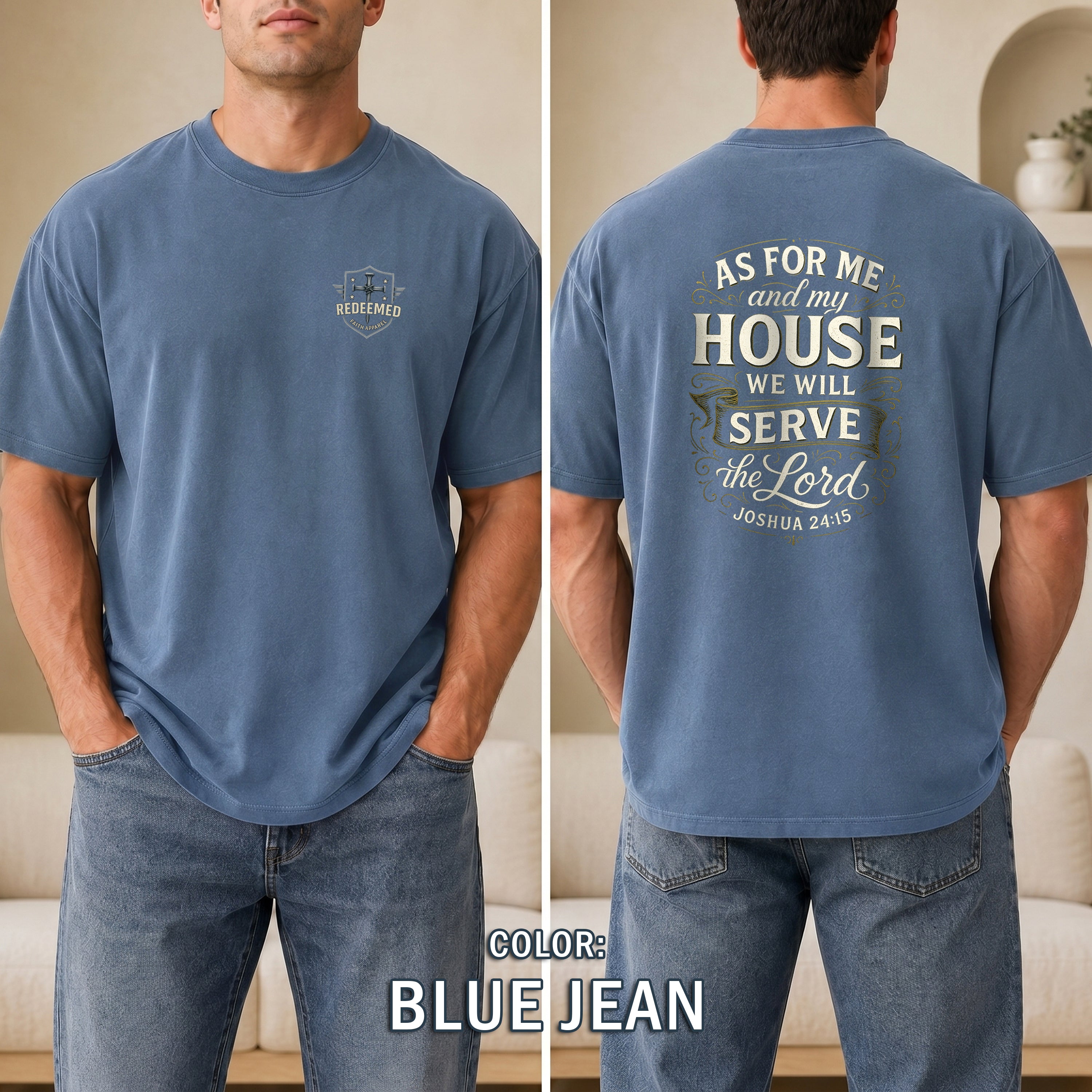 As for Me and My House Christian T-Shirt, Joshua 24:15 Scripture Faith Shirt, Christian Family Tee, Redeemed Faith Apparel, Gifts For Men