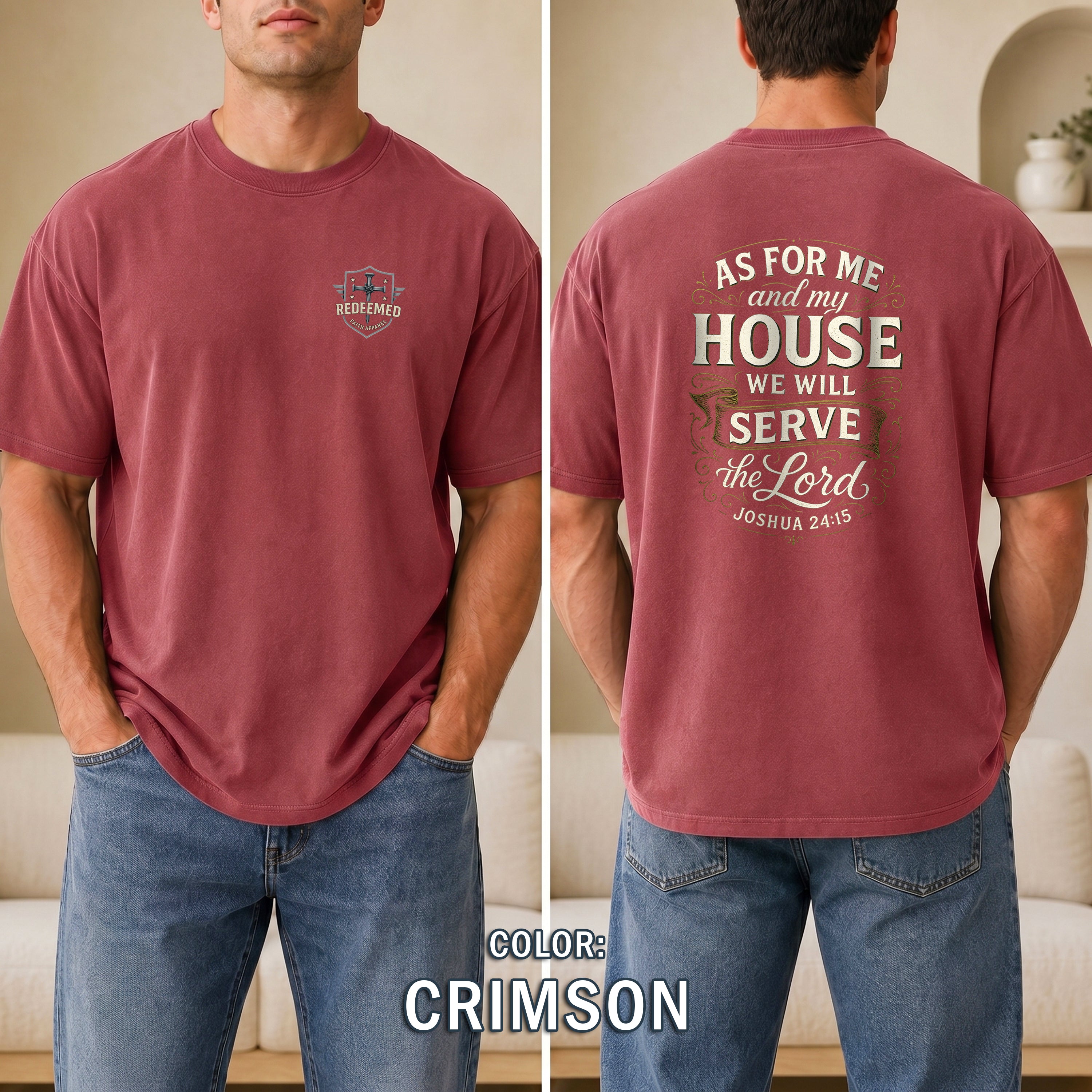 As for Me and My House Christian T-Shirt, Joshua 24:15 Scripture Faith Shirt, Christian Family Tee, Redeemed Faith Apparel, Gifts For Men