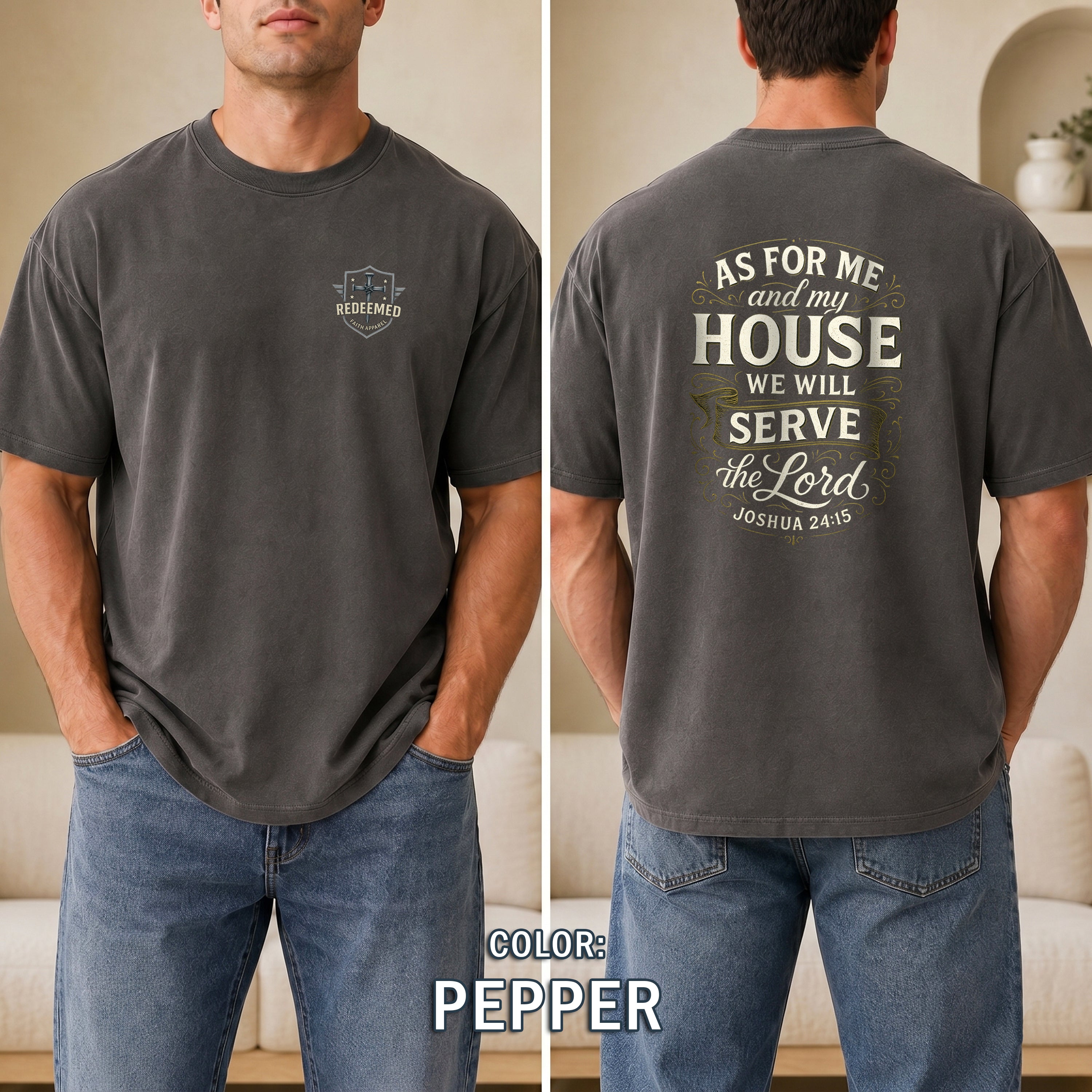 As for Me and My House Christian T-Shirt, Joshua 24:15 Scripture Faith Shirt, Christian Family Tee, Redeemed Faith Apparel, Gifts For Men