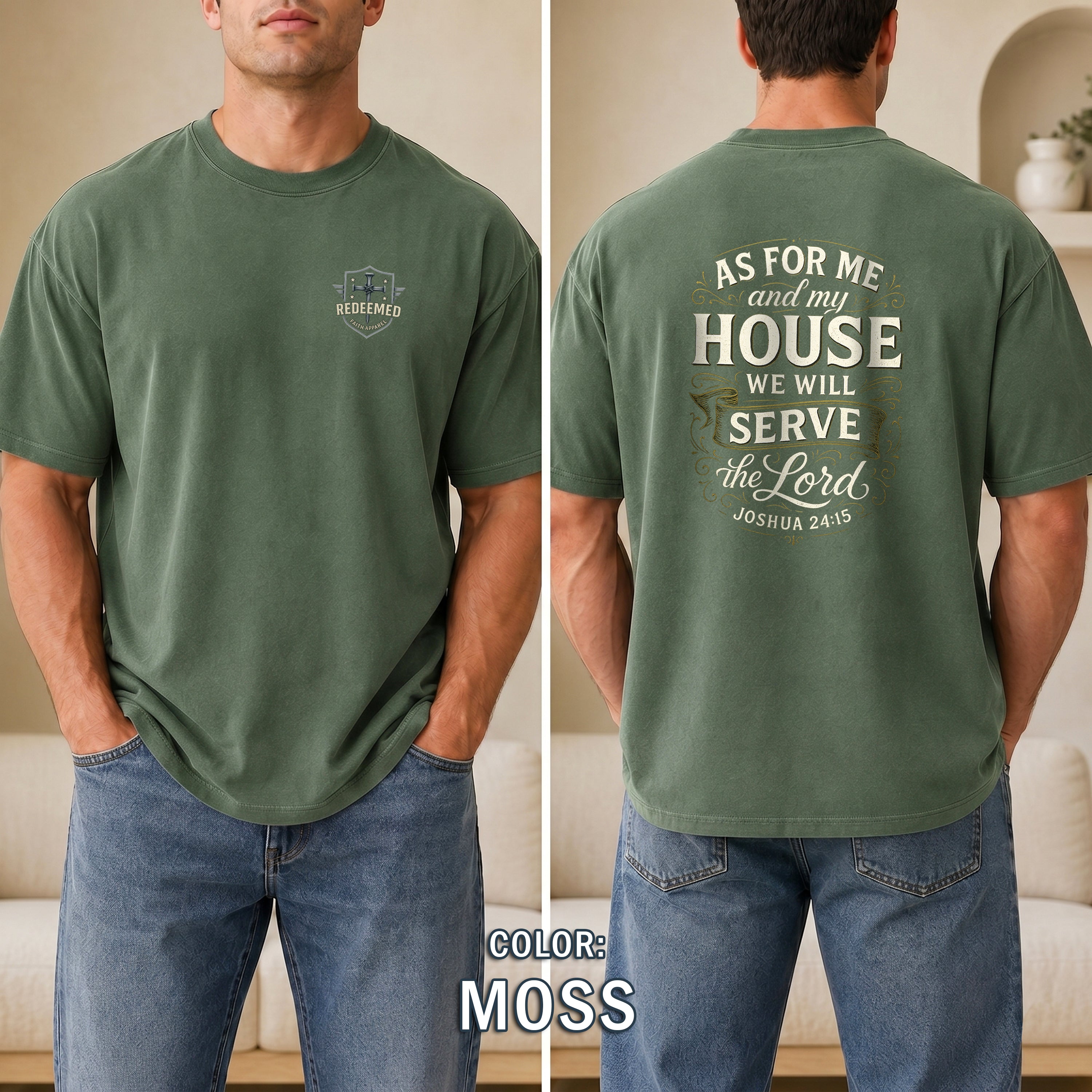 As for Me and My House Christian T-Shirt, Joshua 24:15 Scripture Faith Shirt, Christian Family Tee, Redeemed Faith Apparel, Gifts For Men