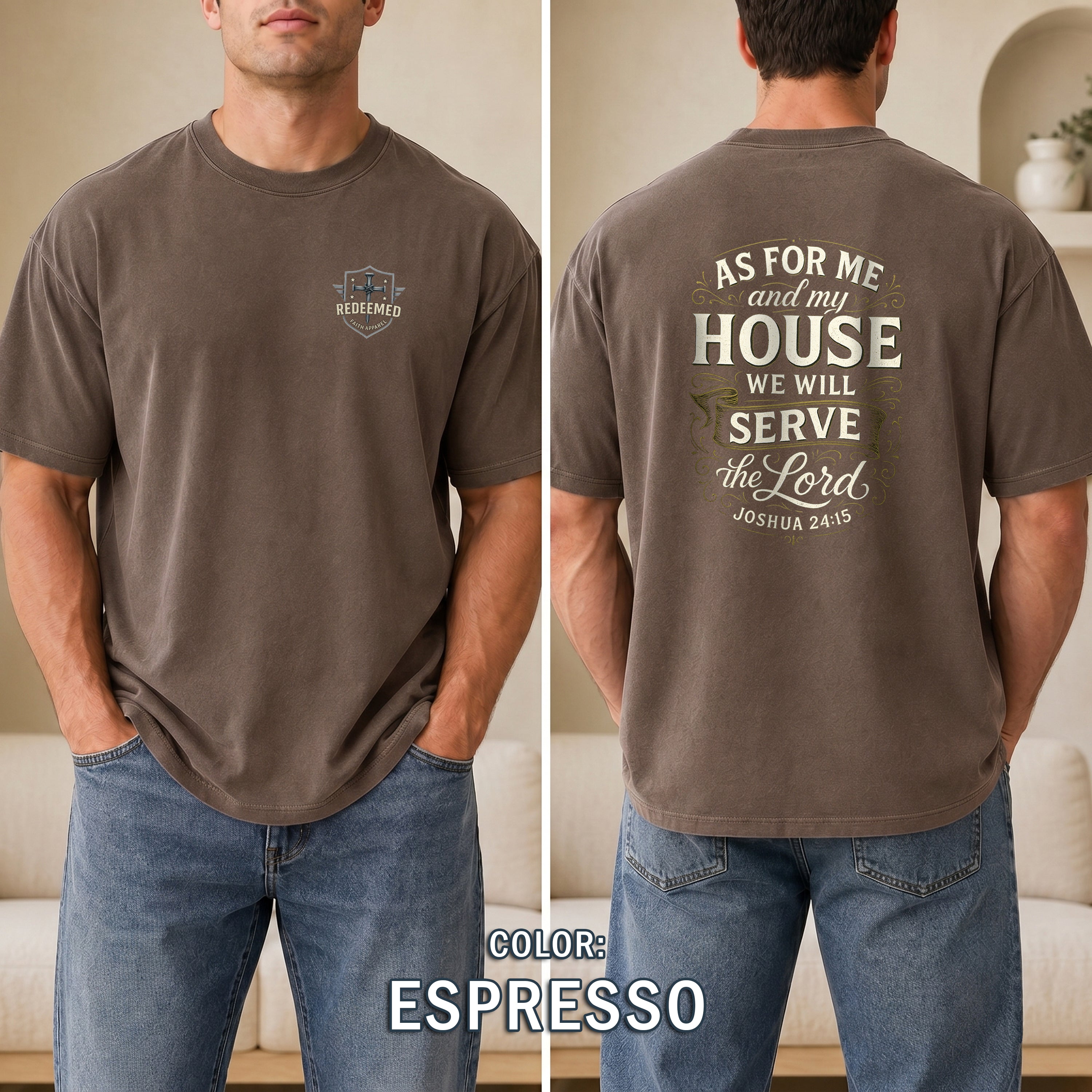 As for Me and My House Christian T-Shirt, Joshua 24:15 Scripture Faith Shirt, Christian Family Tee, Redeemed Faith Apparel, Gifts For Men
