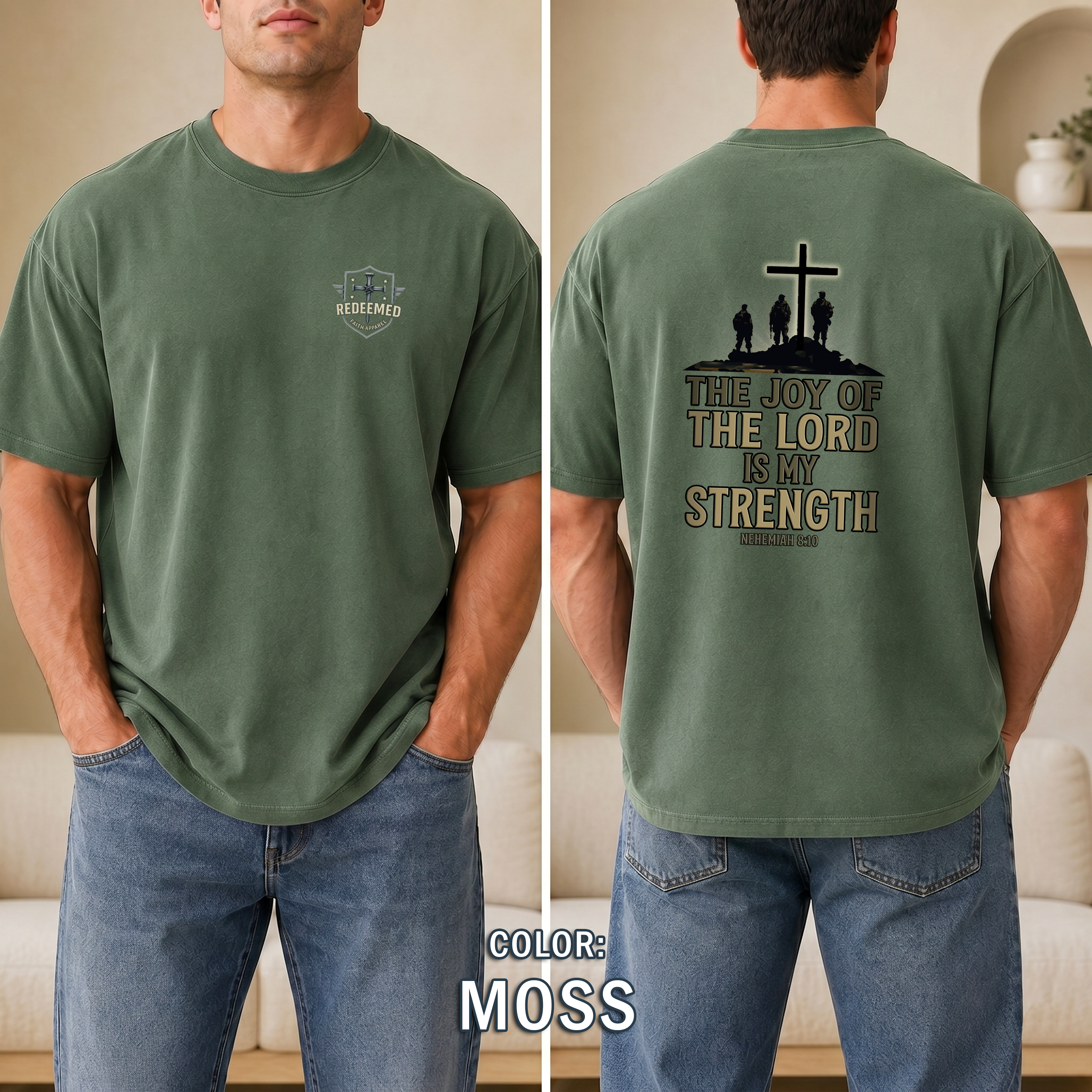 The Joy of the Lord Is My Strength T-Shirt - Nehemiah 8:10 Bible Verse Tee, Christian Soldier Shirt, Faith and Strength Christian Apparel