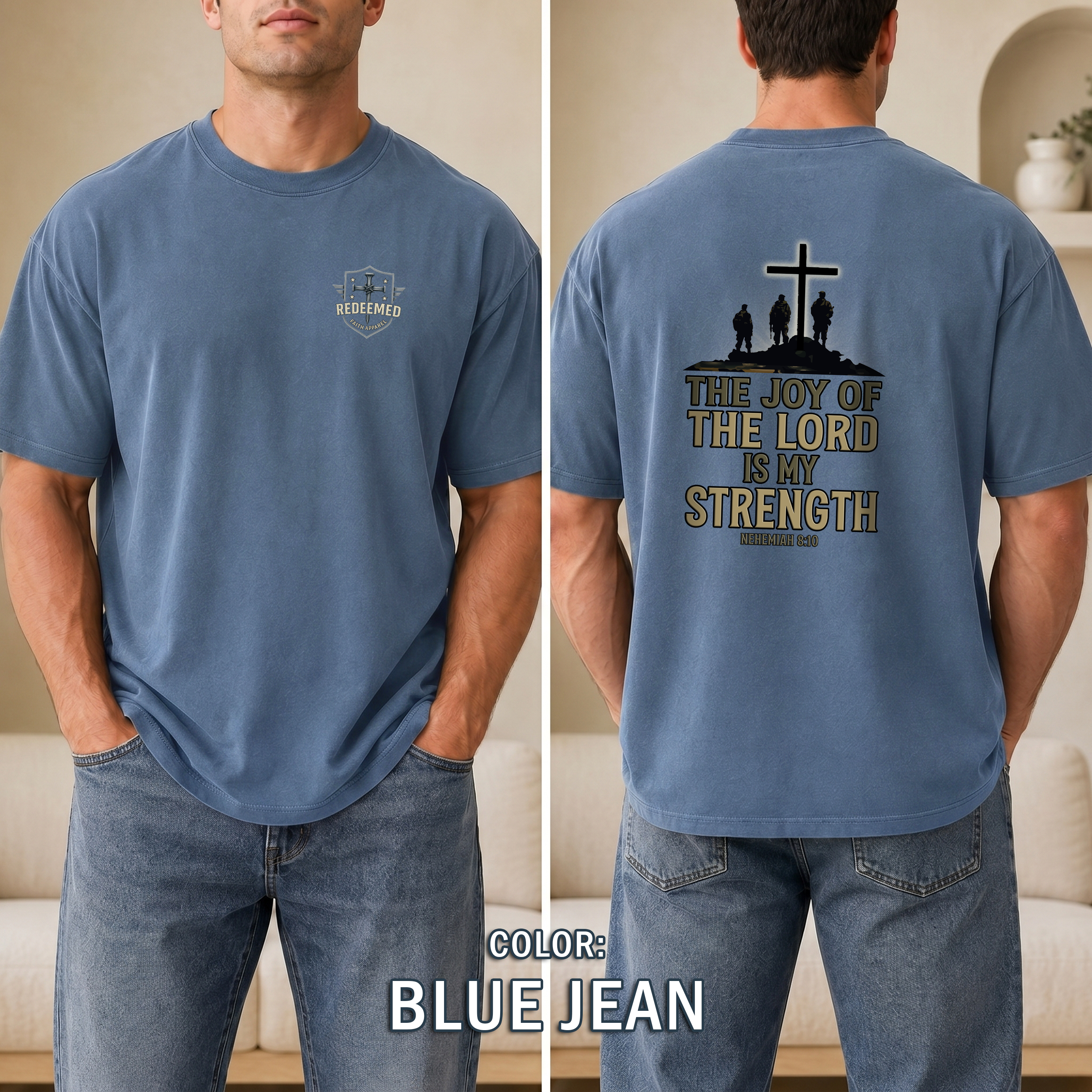 The Joy of the Lord Is My Strength T-Shirt - Nehemiah 8:10 Bible Verse Tee, Christian Soldier Shirt, Faith and Strength Christian Apparel