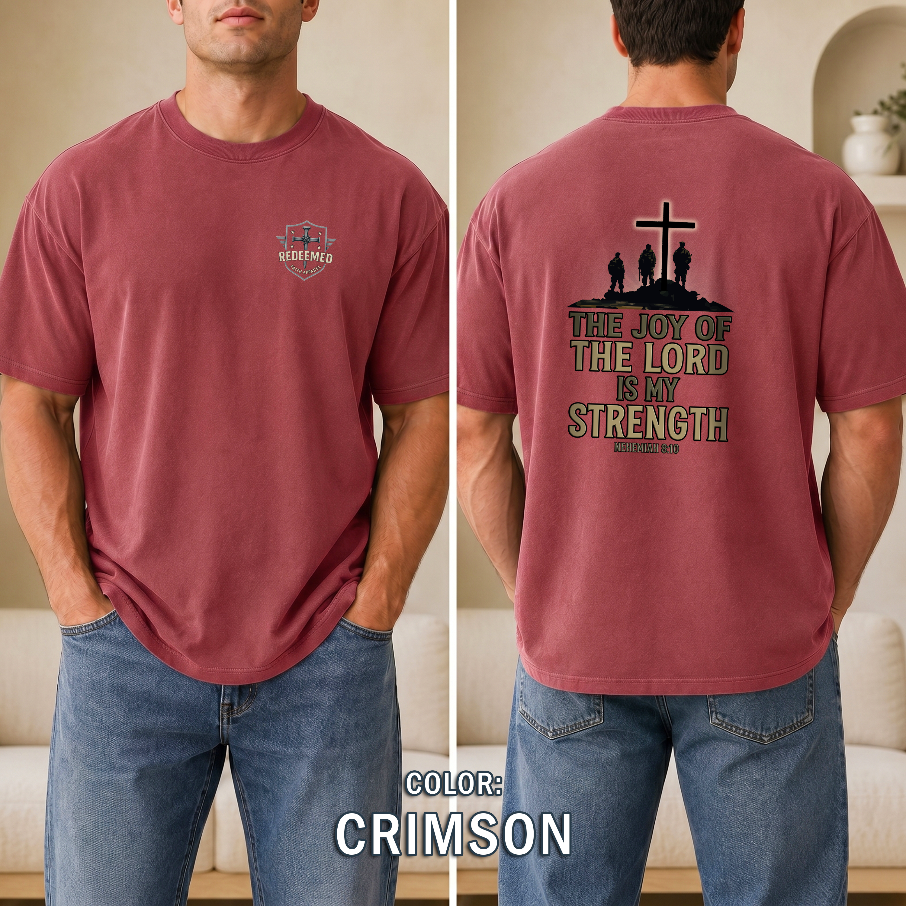 The Joy of the Lord Is My Strength T-Shirt - Nehemiah 8:10 Bible Verse Tee, Christian Soldier Shirt, Faith and Strength Christian Apparel