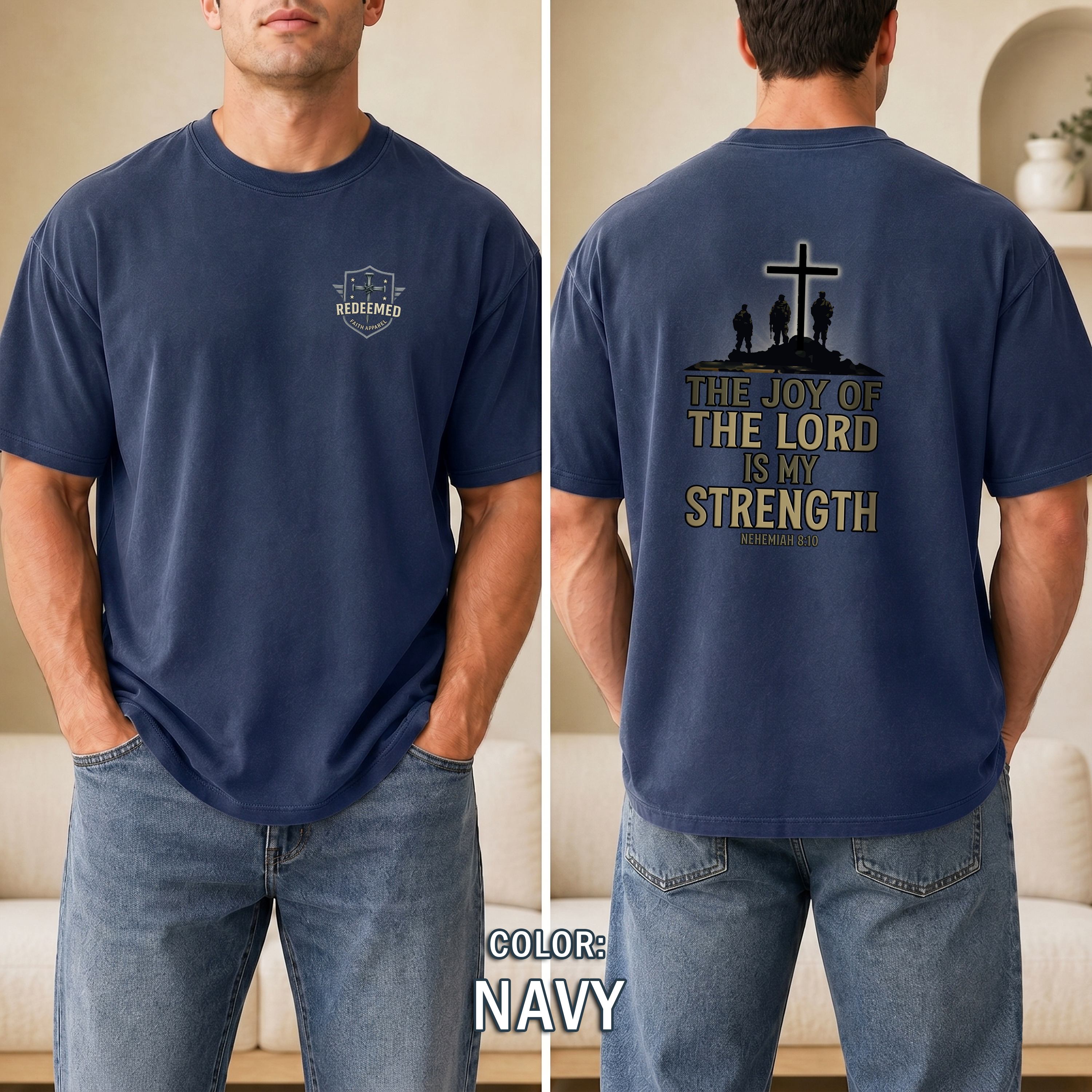The Joy of the Lord Is My Strength T-Shirt - Nehemiah 8:10 Bible Verse Tee, Christian Soldier Shirt, Faith and Strength Christian Apparel