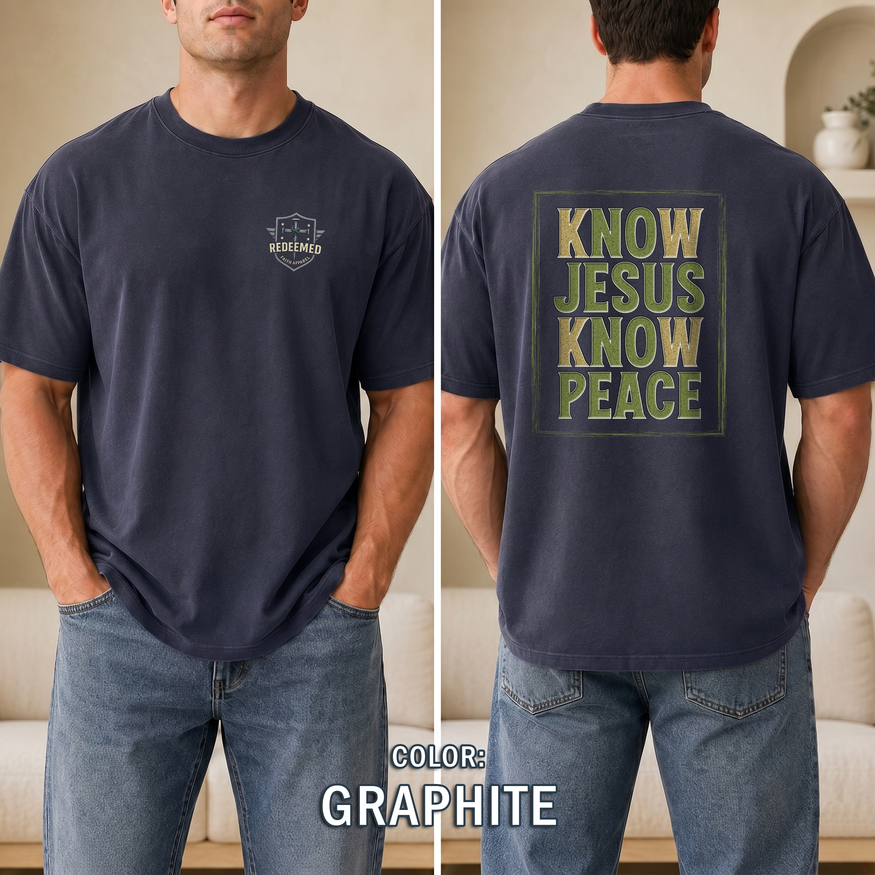 Know Jesus Know Peace Christian T-Shirt, Faith Based Jesus Shirt, Christian Graphic Tee, Redeemed Faith Apparel, Bold Christian Apparel