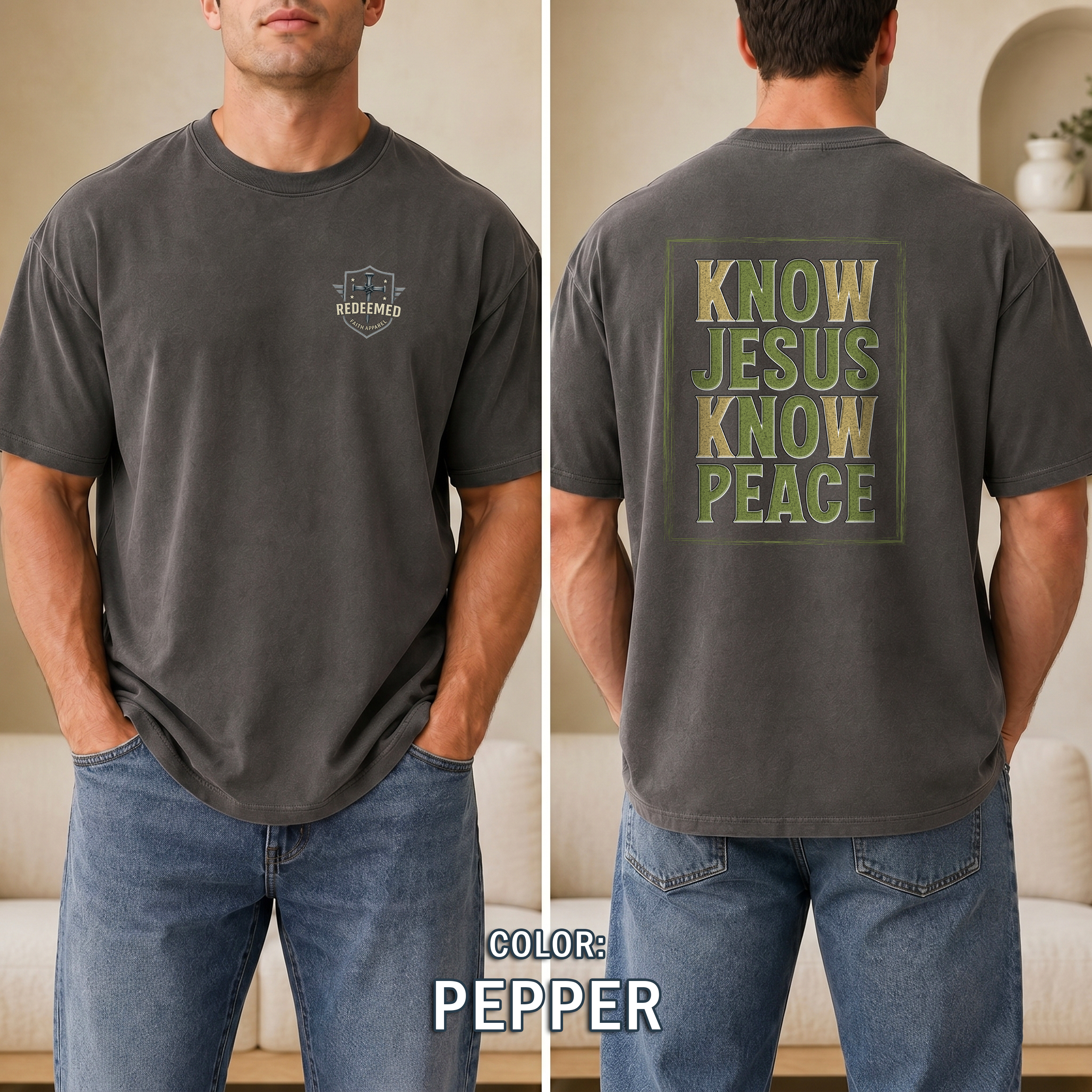 Know Jesus Know Peace Christian T-Shirt, Faith Based Jesus Shirt, Christian Graphic Tee, Redeemed Faith Apparel, Bold Christian Apparel