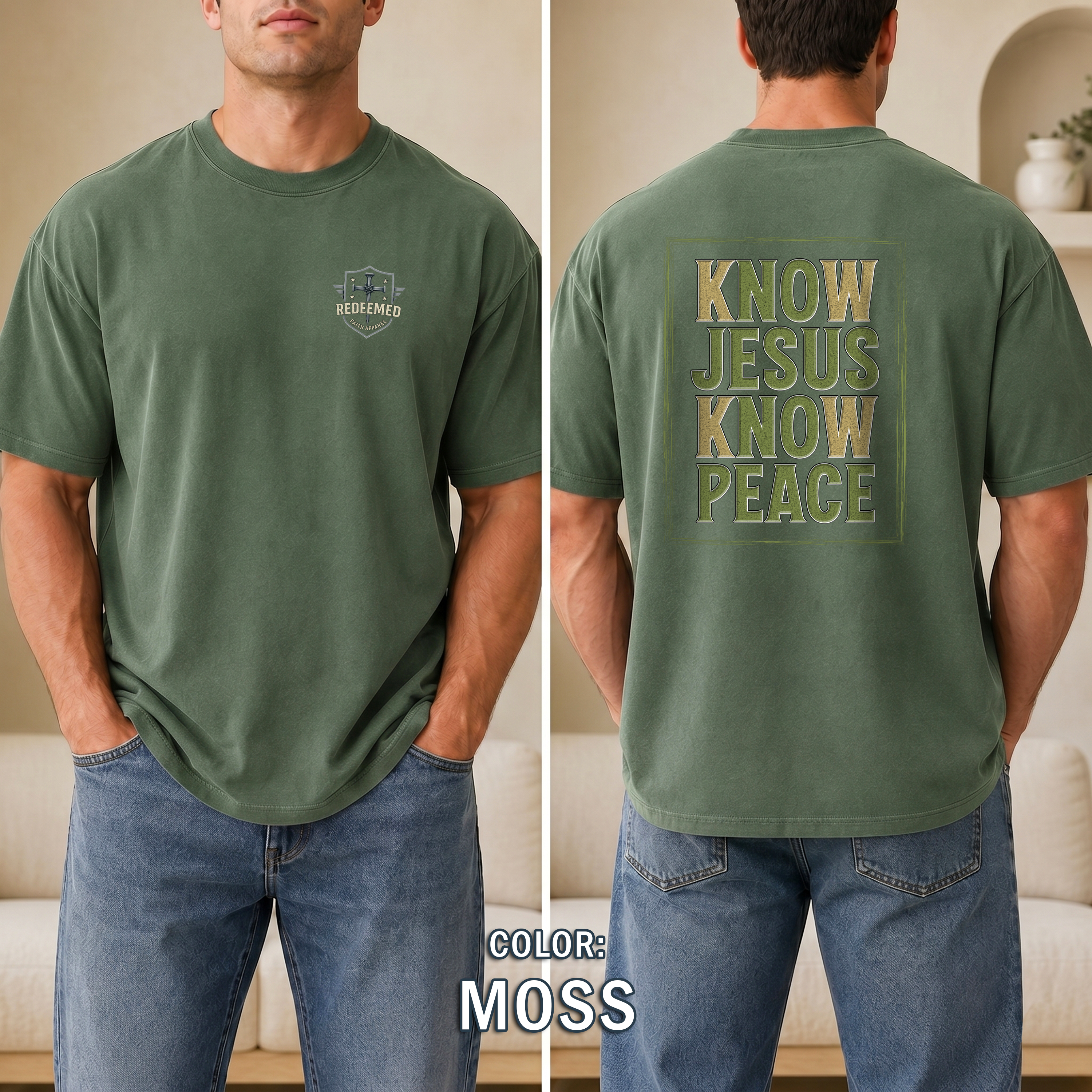 Know Jesus Know Peace Christian T-Shirt, Faith Based Jesus Shirt, Christian Graphic Tee, Redeemed Faith Apparel, Bold Christian Apparel